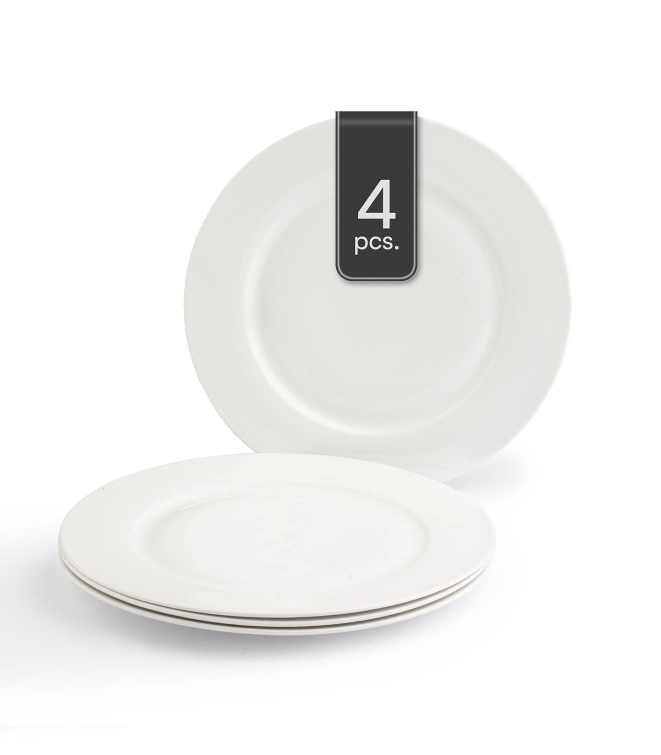 Home4You Speiseteller, Ø 26,5 cm, Bone China, Spülmaschinenfest, (4 St)