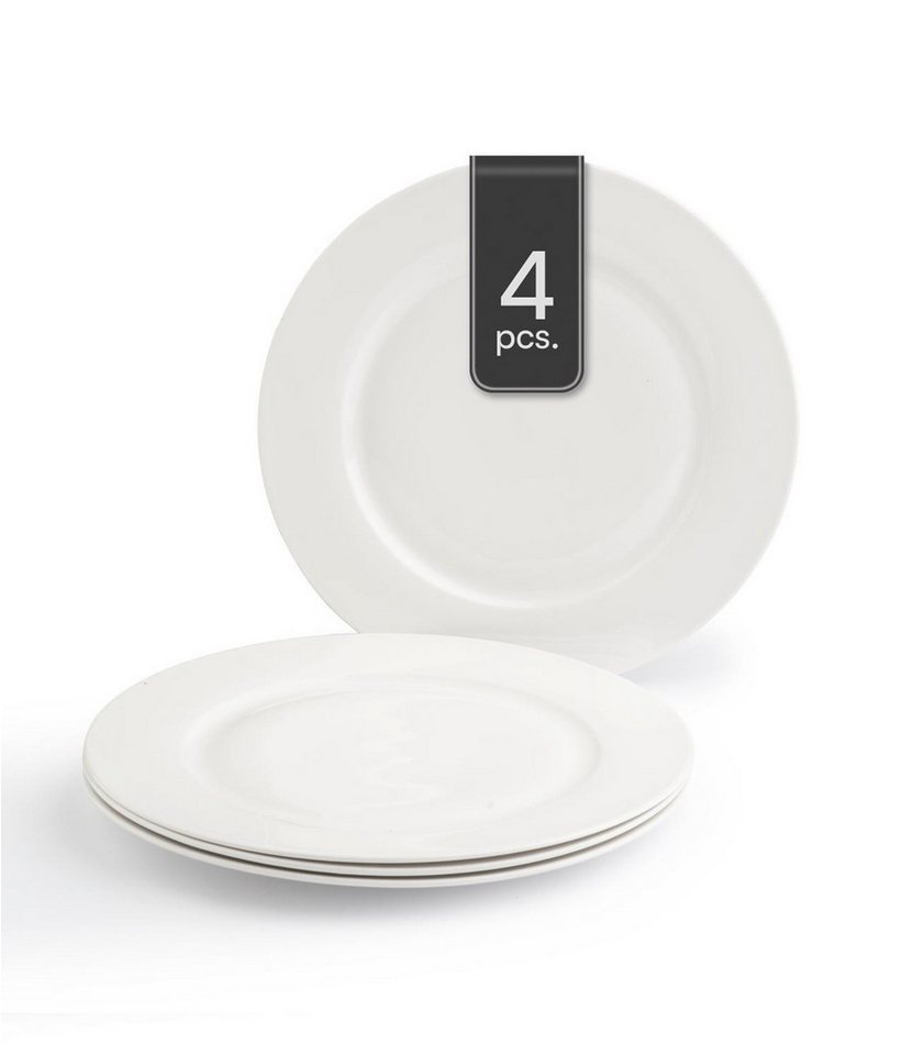 Home4You Speiseteller, Ø 26,5 cm, Bone China, Spülmaschinenfest, (4 St)