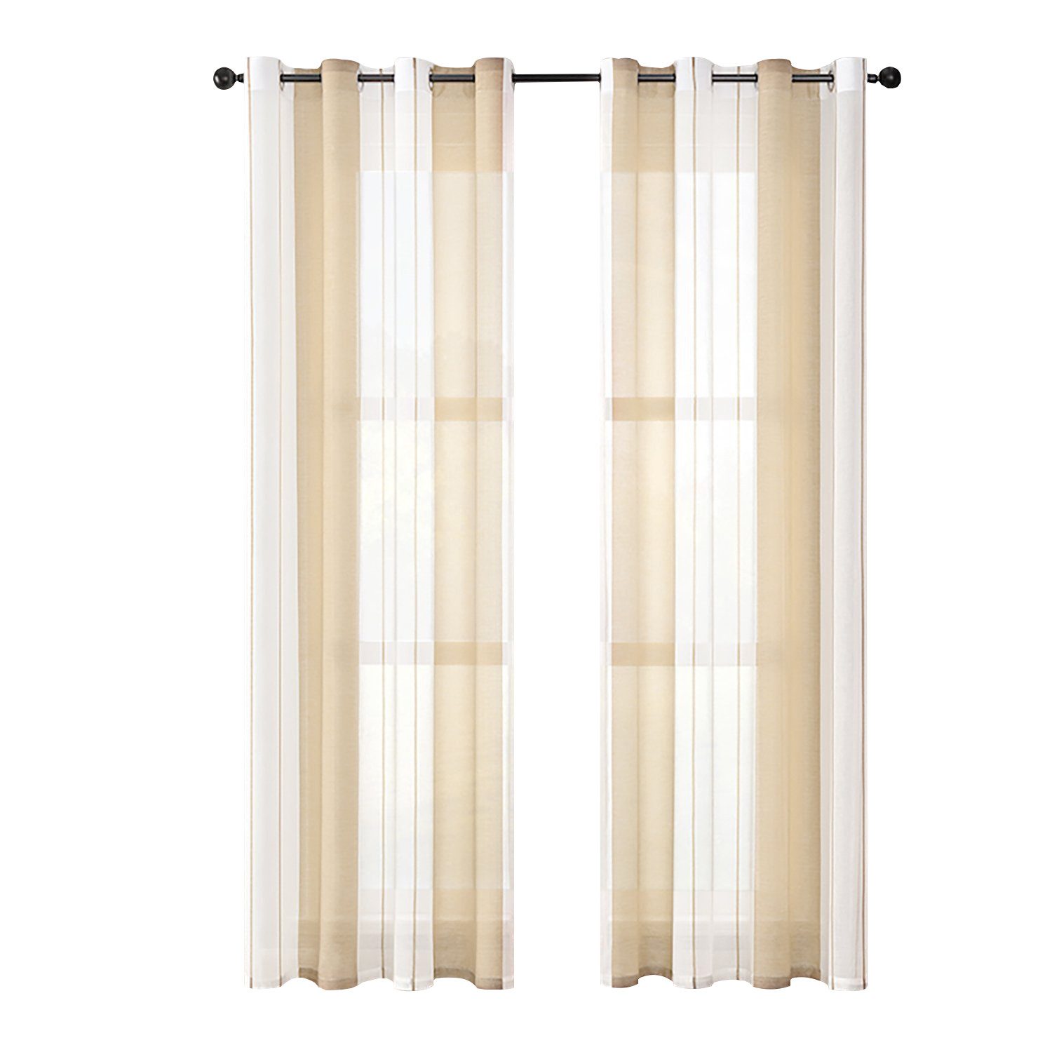 BYSURE Vorhang Gestreift Voile Vorhänge (2 St), Ösen, halbtransparent, Voil günstig online kaufen
