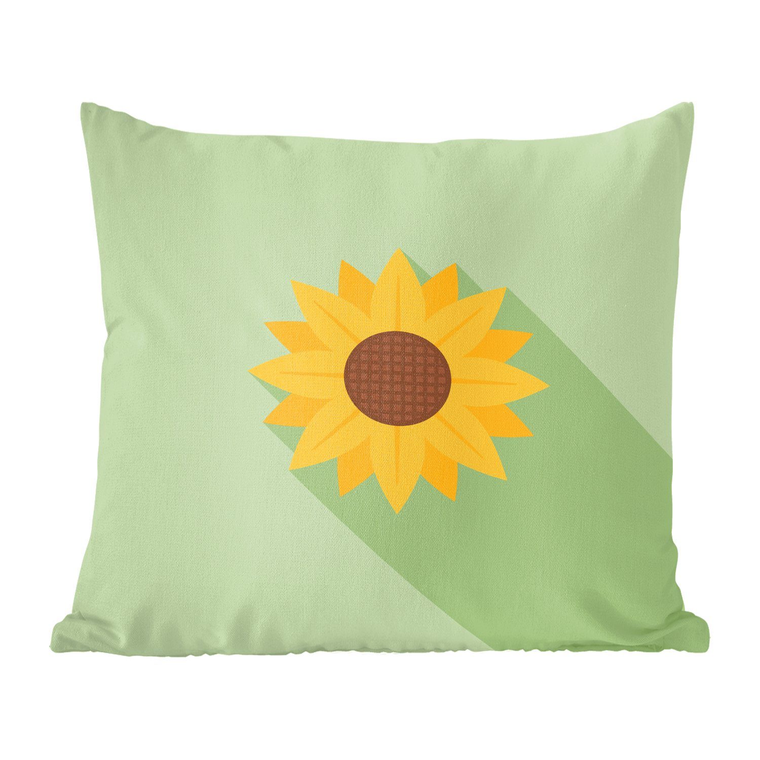 MuchoWow Dekokissen Einfache Illustration einer Sonnenblume, Zierkissen mit Füllung für Wohzimmer, Schlafzimmer, Deko, Sofakissen