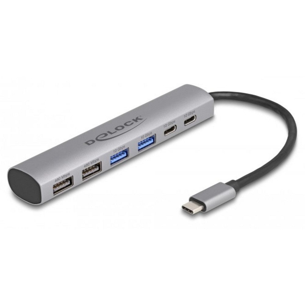 Delock USB-Verteiler Delock 64232 USB-Hub 4+2 Port USB-A, USB-C® USB 3.2 Gen2 10 GBit/s mit