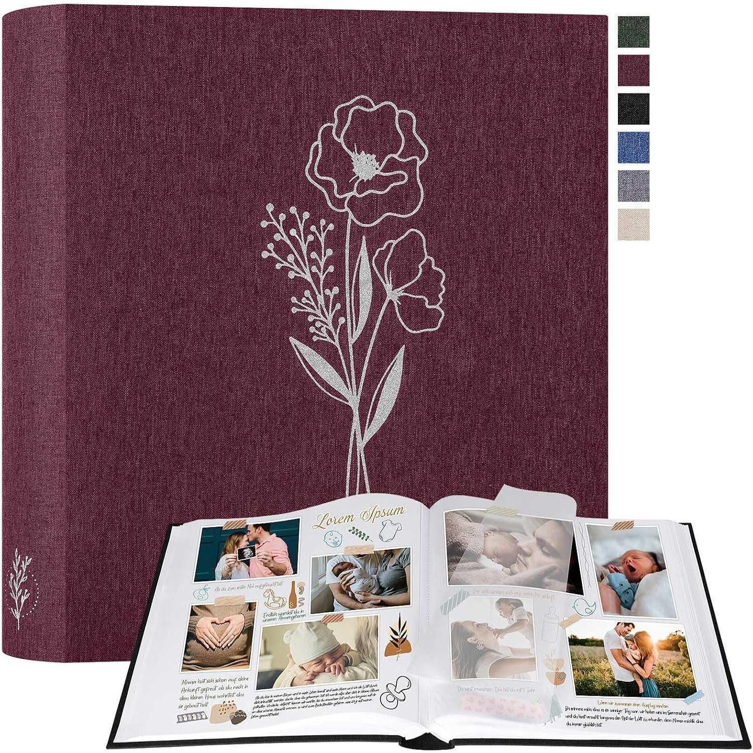 LuxusKollektion Sammelalbum Fotoalbum Leinen Pergamin Trennblätter 33.5x30cm 100 Seiten Lila