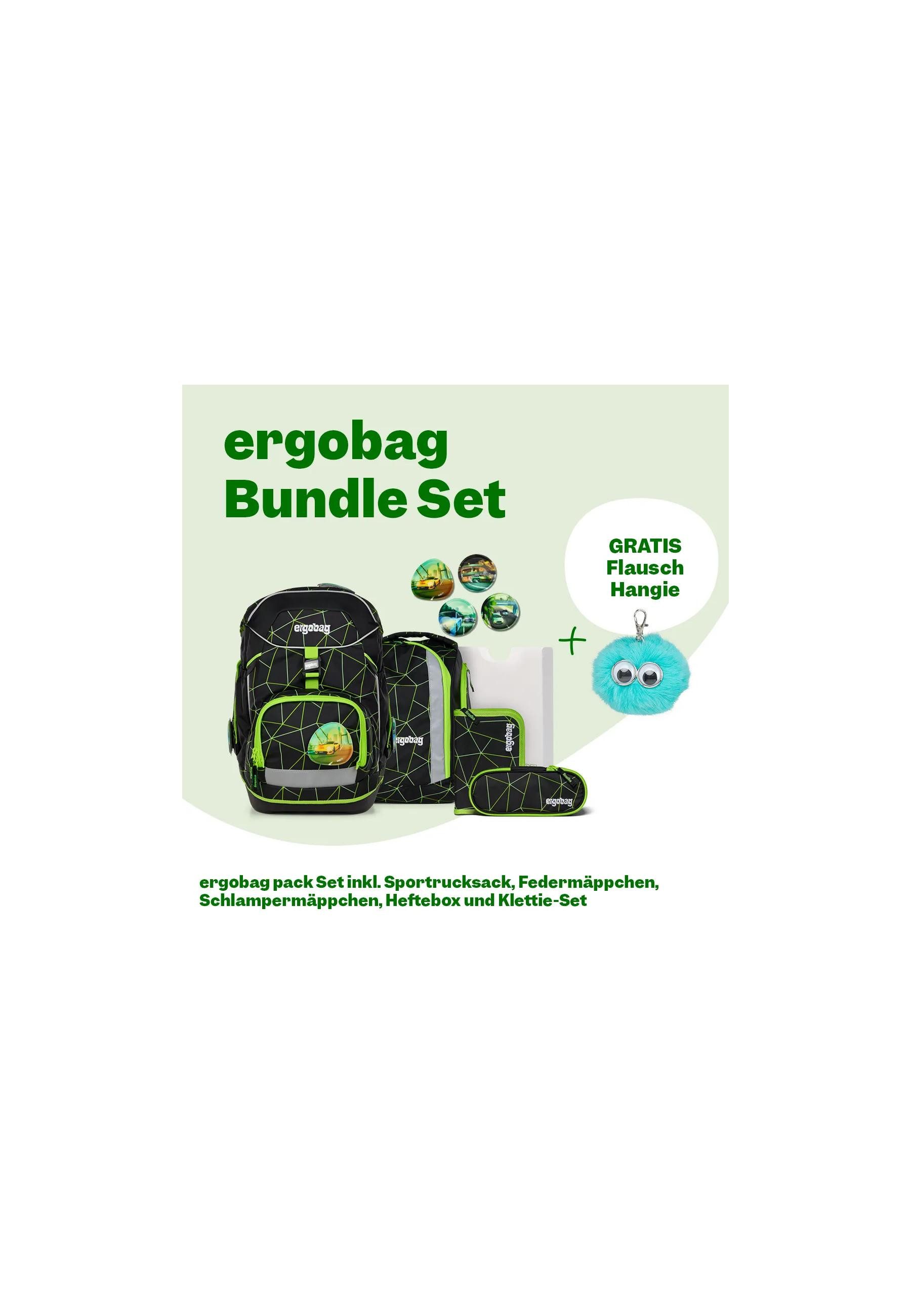 ergobag Schulranzen pack Set Bundle (7-tlg., 7-teiliges Set), größenverstellbares Rückensystem