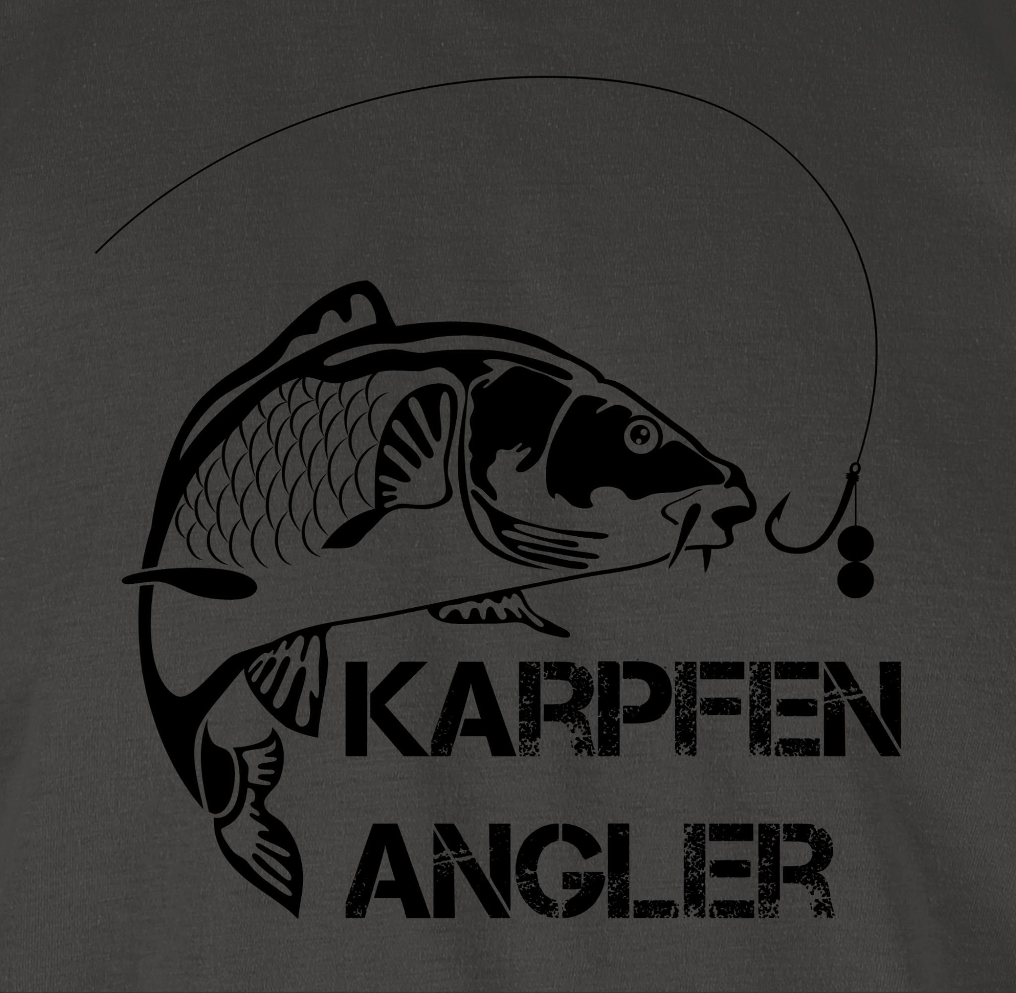 Angler Geschenke Angler T-Shirt Shirtracer 2 Karpfen Dunkelgrau