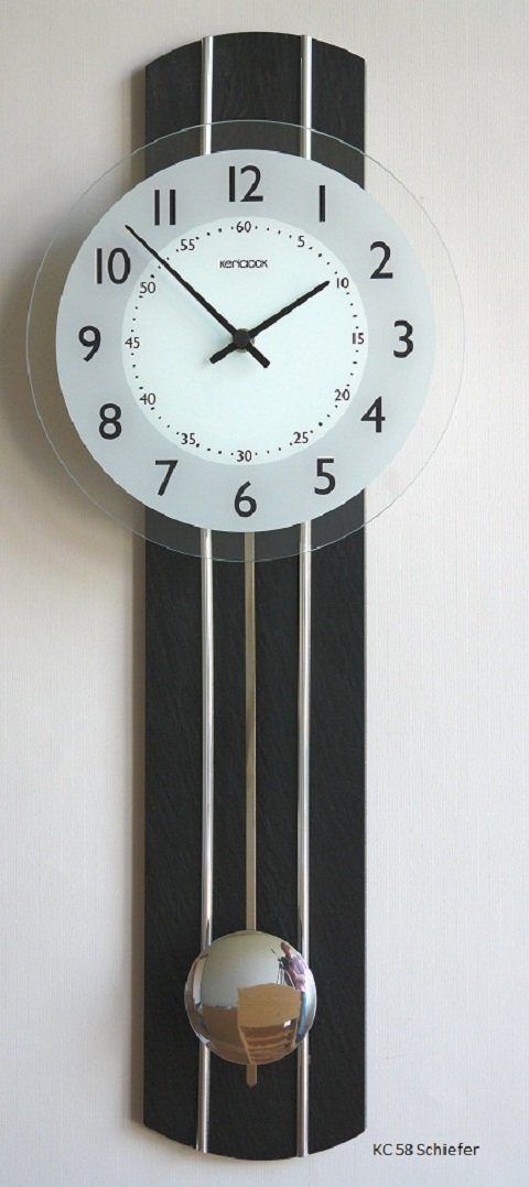 Wanduhr Wanduhr "Kurt" mit Quarzpendelwerk, Glas, 23 x 60 cm, schiefer
