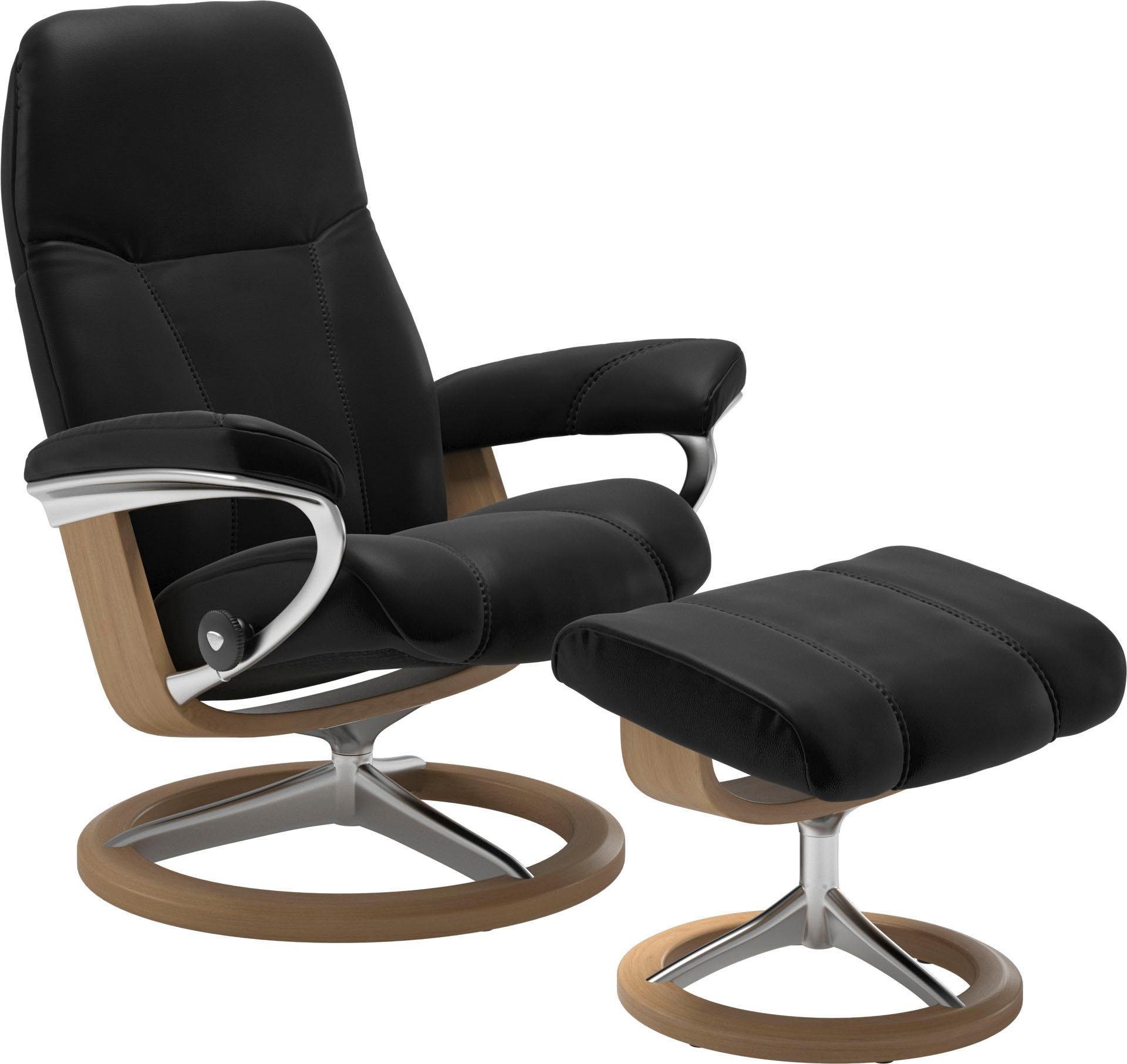 Stressless® Relaxsessel Consul (Set, Relaxsessel mit Hocker), mit Hocker, mit Signature Base, Размер M, Gestell Eiche