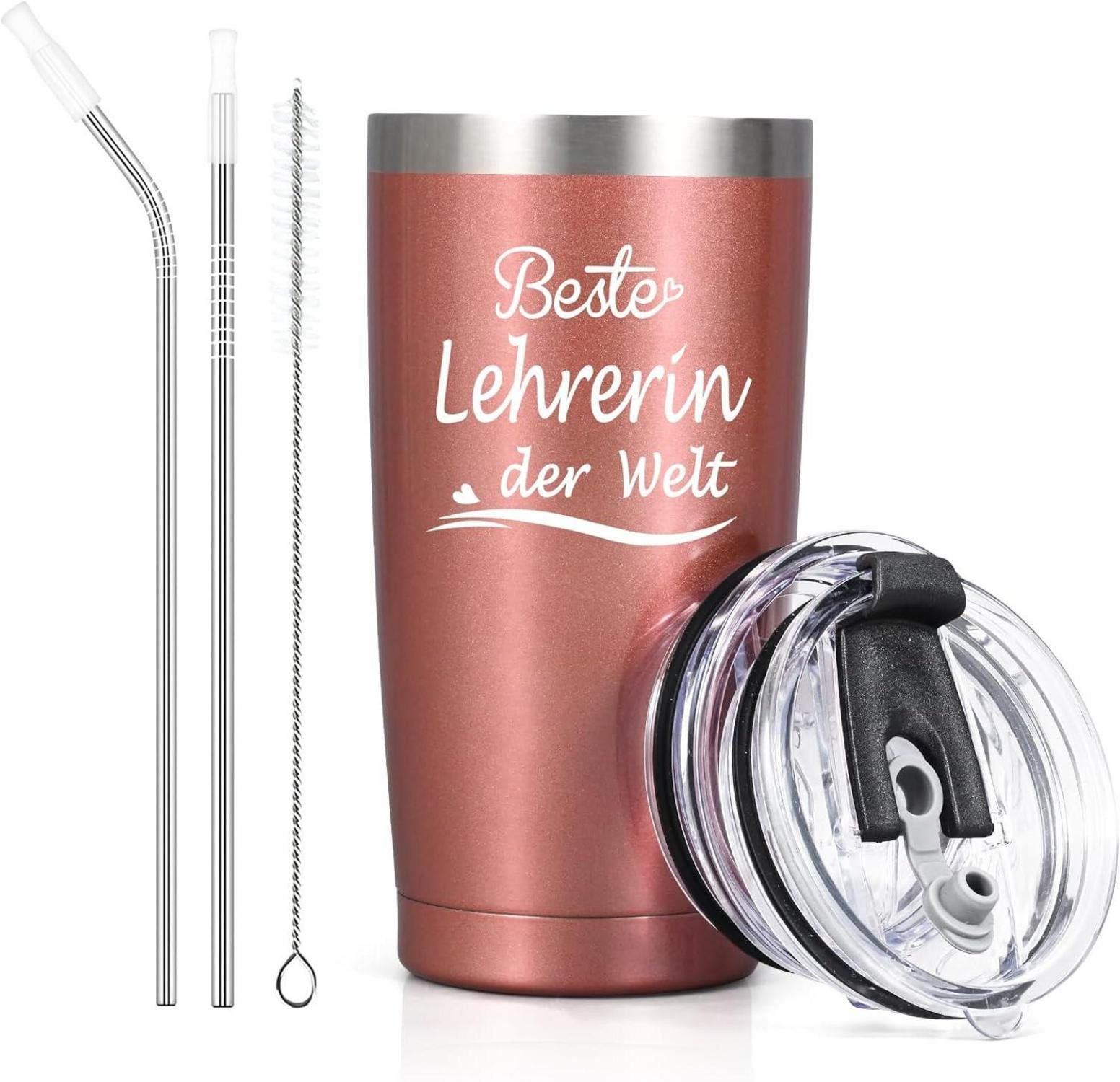 LuxusKollektion Thermobecher Lehrerin Abschiedsgeschenk Thermobecher Dankeschön 600ml Roségold