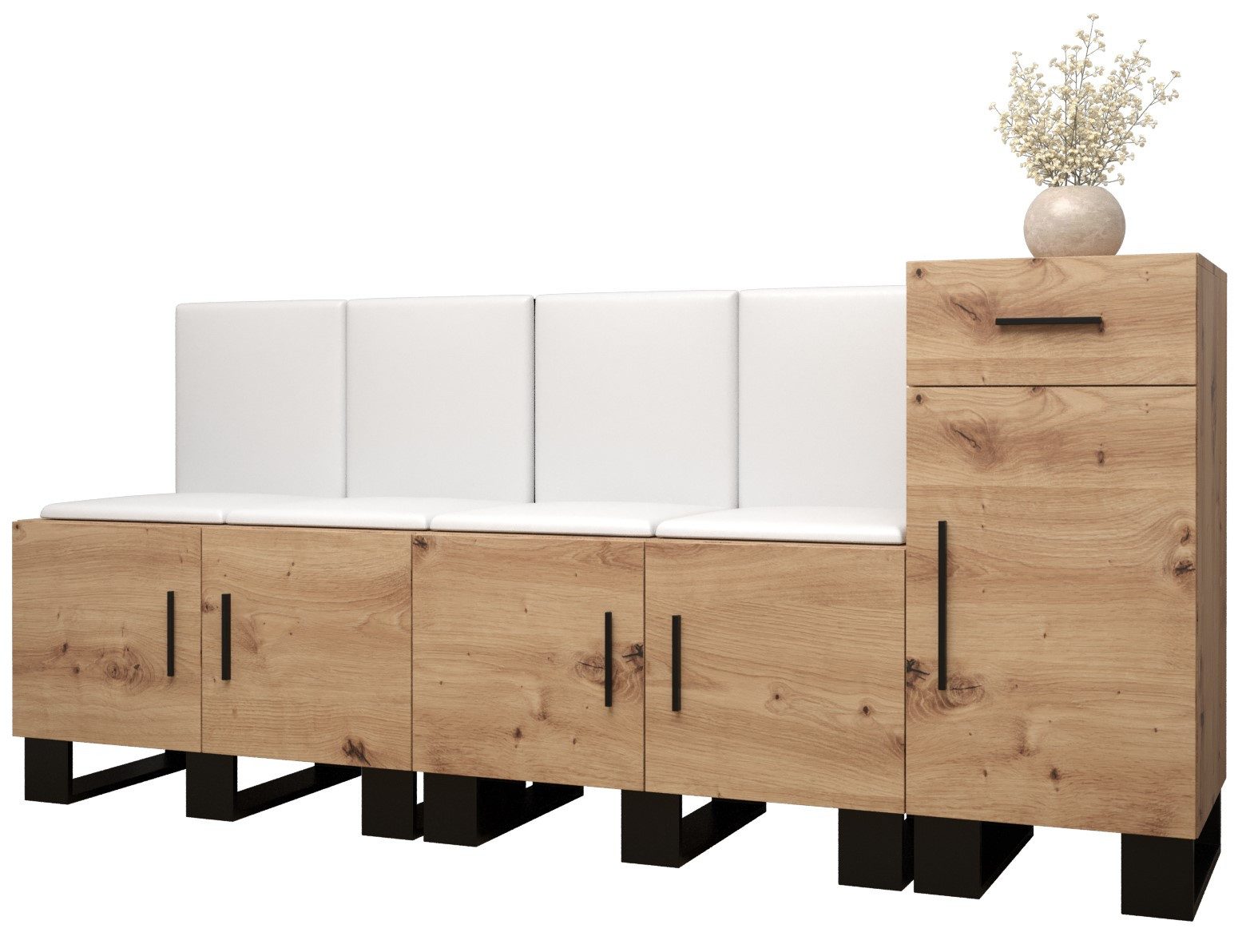 ABIKS MÖBEL Garderoben-Set ARTIN Set 17 Garderobe mit gepolsterten Paneelen, Industriell Design