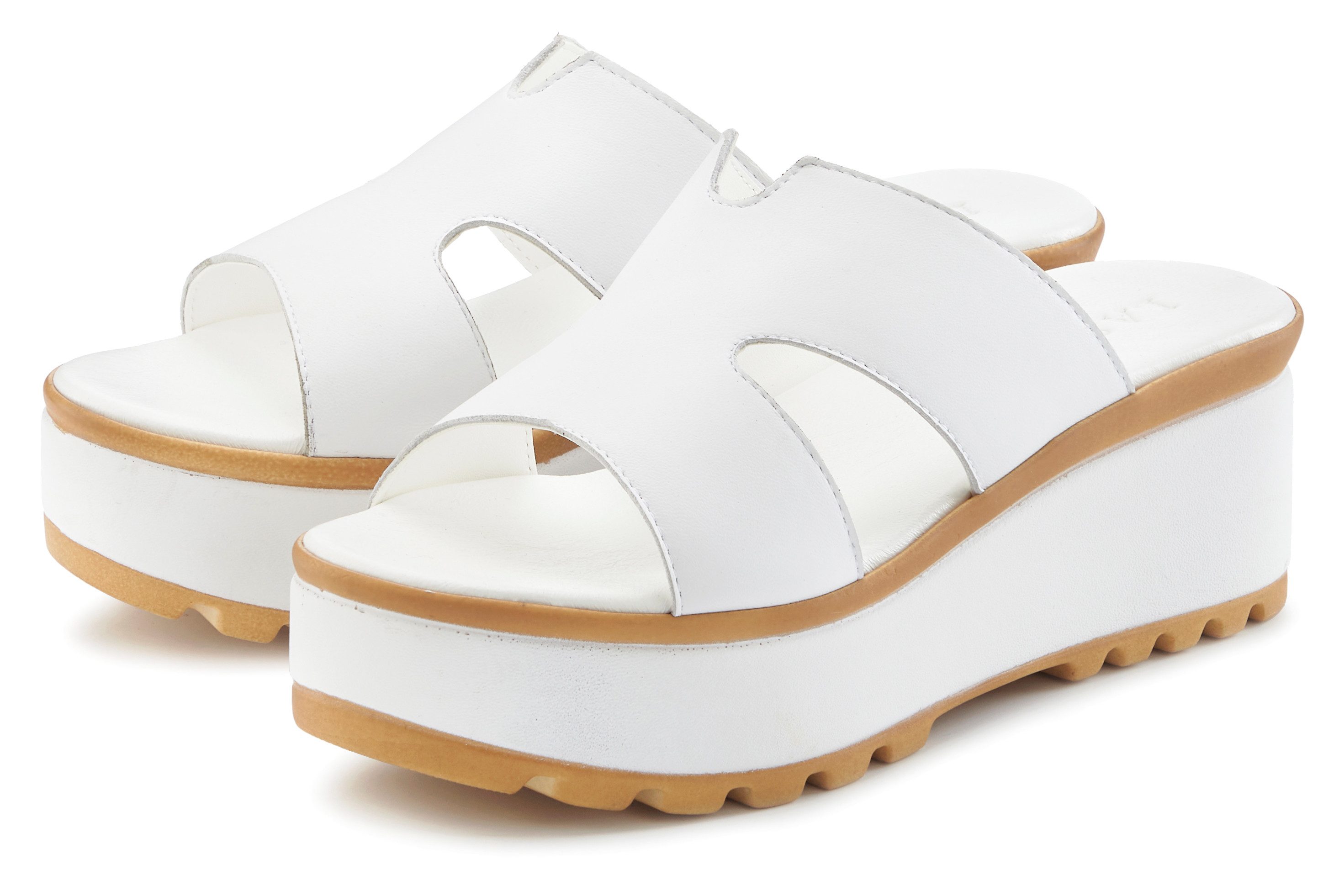 LASCANA Sandale, Sommerschuh, Mule Pantolette aus Leder mit Keilabsatz günstig online kaufen