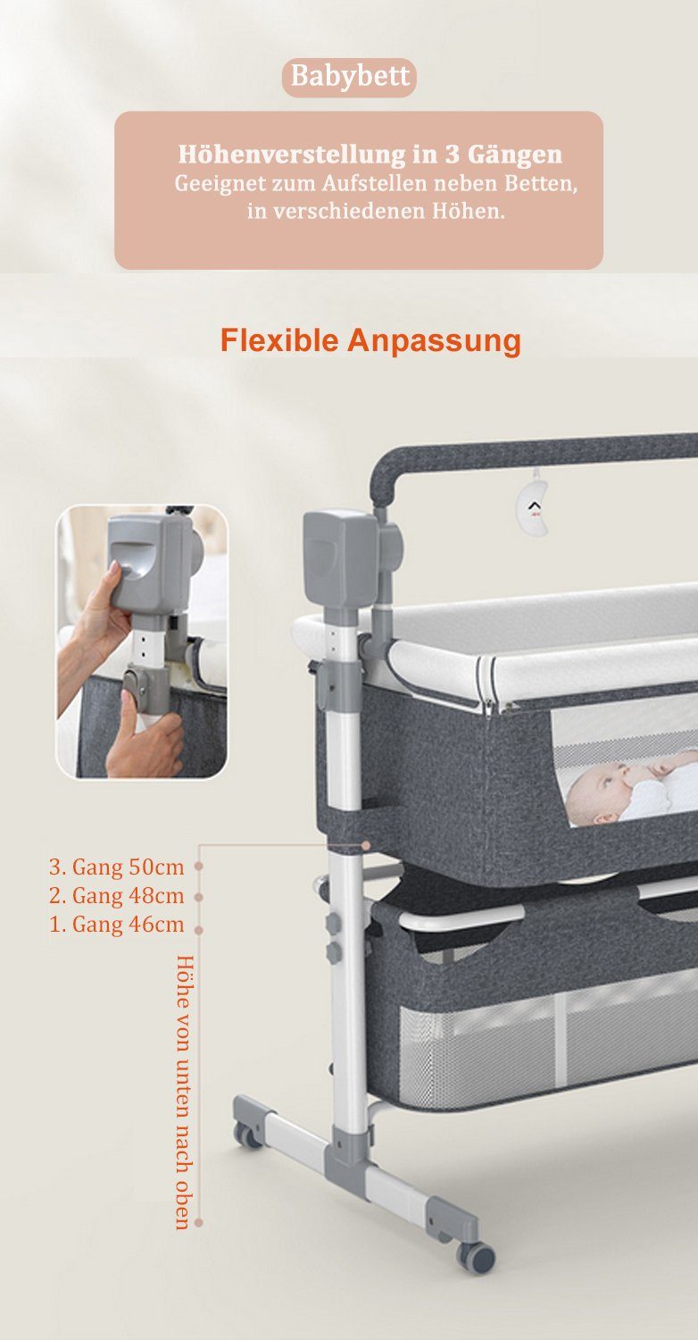 TPFFamily Beistellbett Babybett Babywiege mit Soundsystem und automatischer Wiegefunktion, Babybett Reisebett mit Soundsystem und automatischer Wiegefunktion – Bild 4 von 5