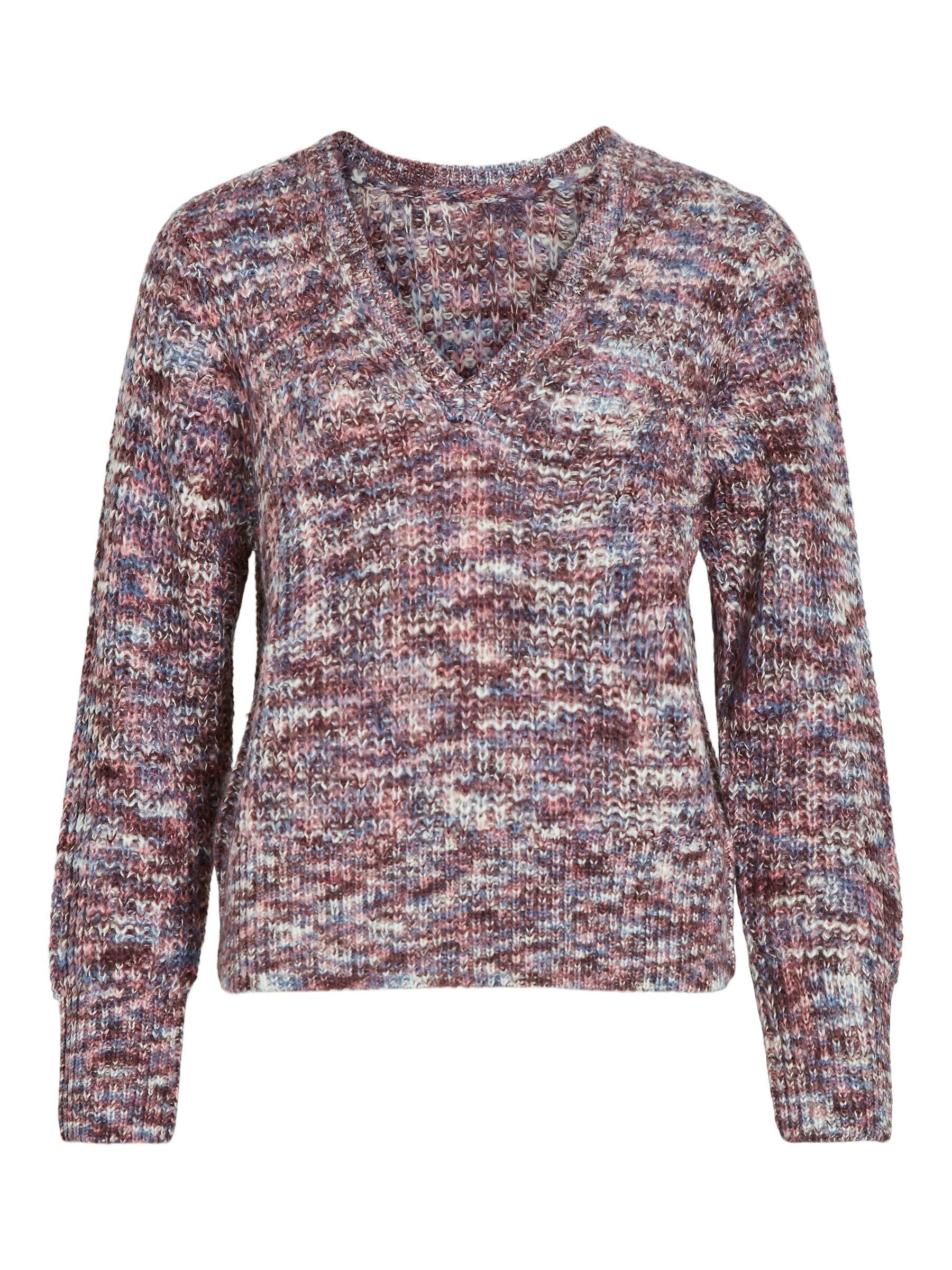 Vila Strickpullover Grobstrick-Design mit gemütlichem V-Ausschnitt günstig online kaufen