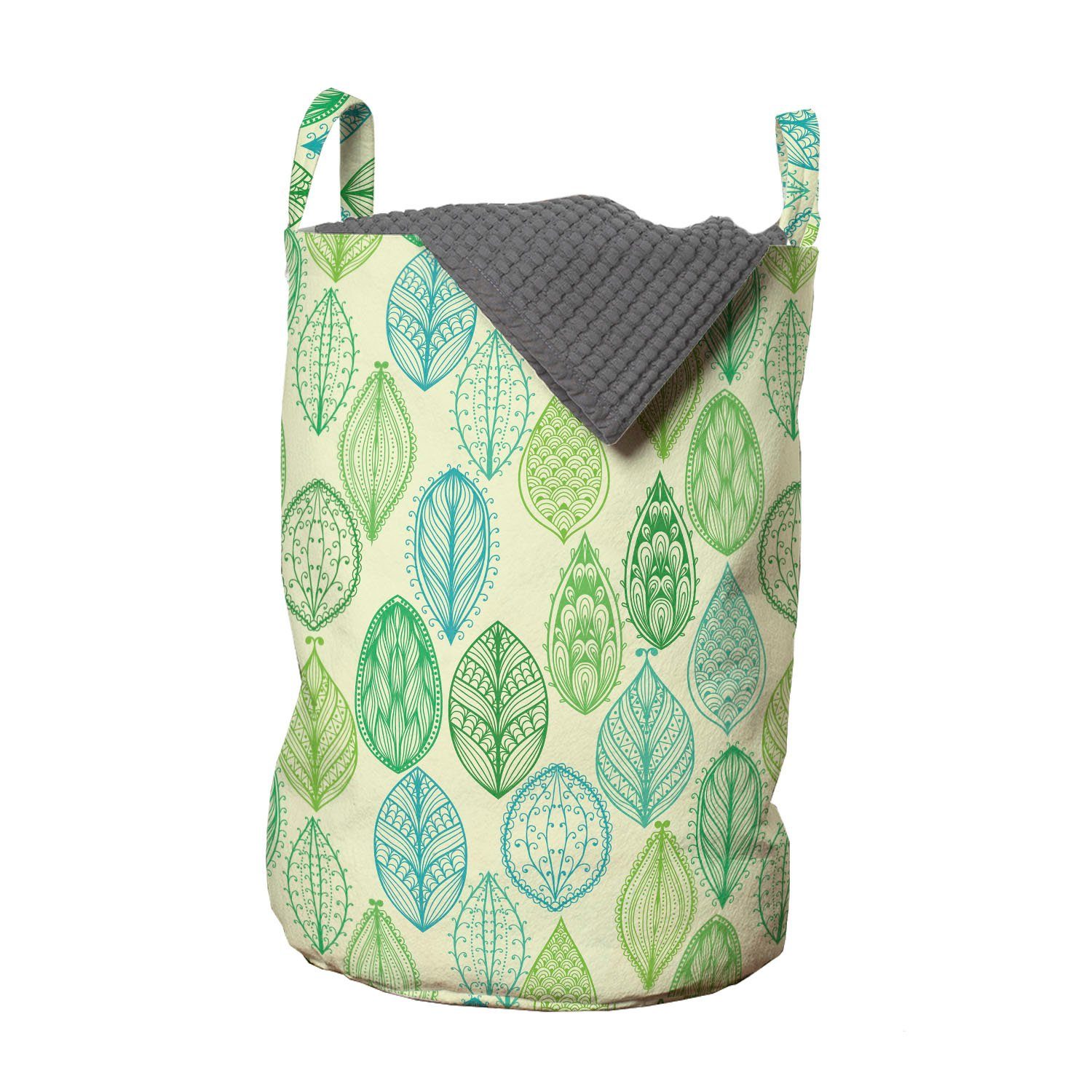 Abakuhaus Wäschesäckchen Wäschekorb für mit Wald Natur Waschsalons, Kordelzugverschluss Griffen Blätter Pattern