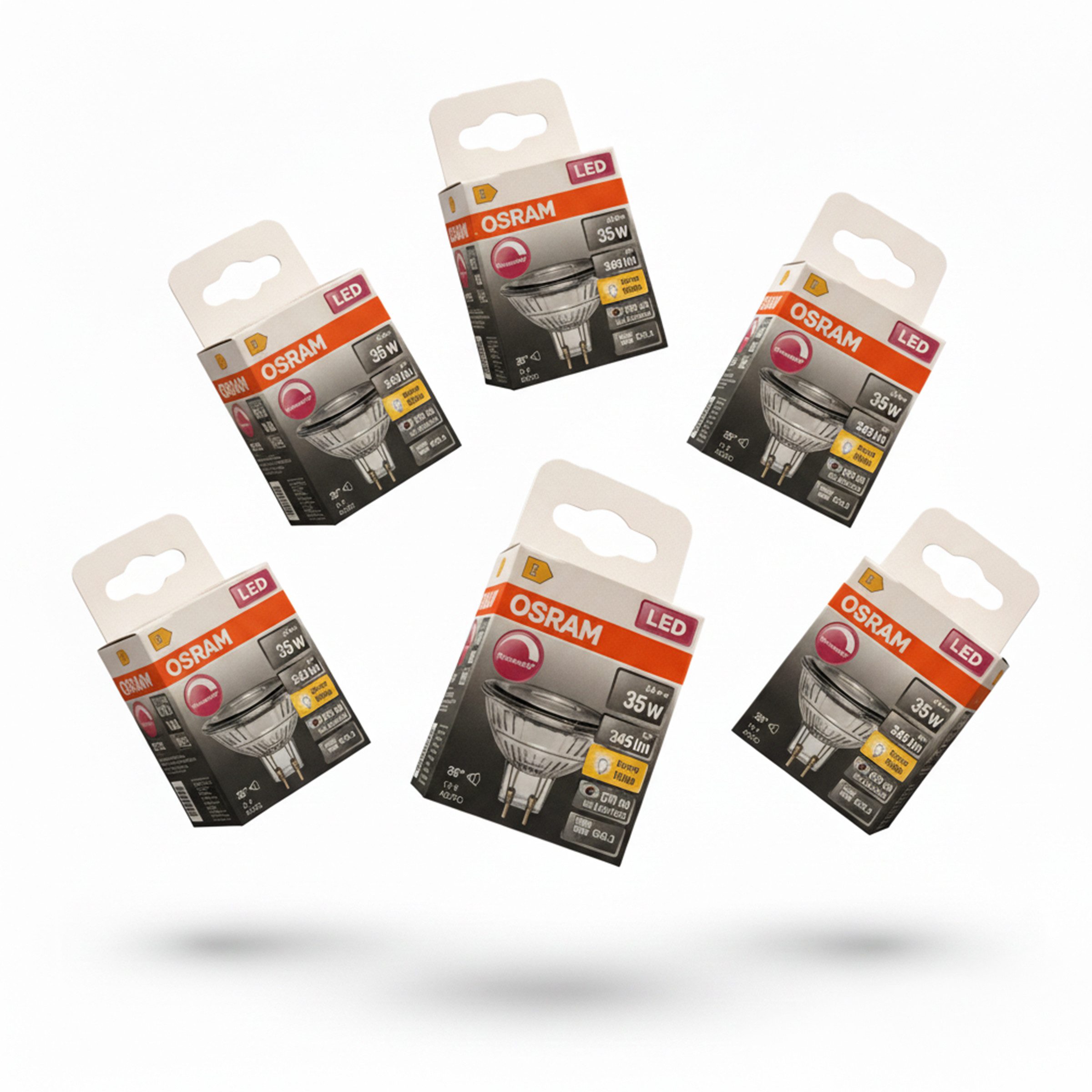 Osram LED-Leuchtmittel Osram LSMR16D3536 LED MR16 – Dimmbar, Warmweiß (6er-Pack), 6 St.
