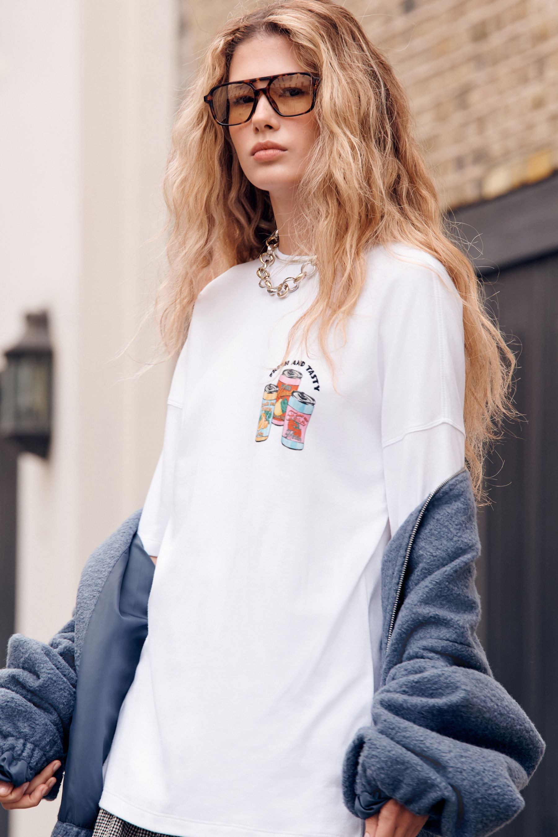 Next T-Shirt Kurzärmeliges Oversized Fit T-Shirt, Kurzgröße (1-tlg)