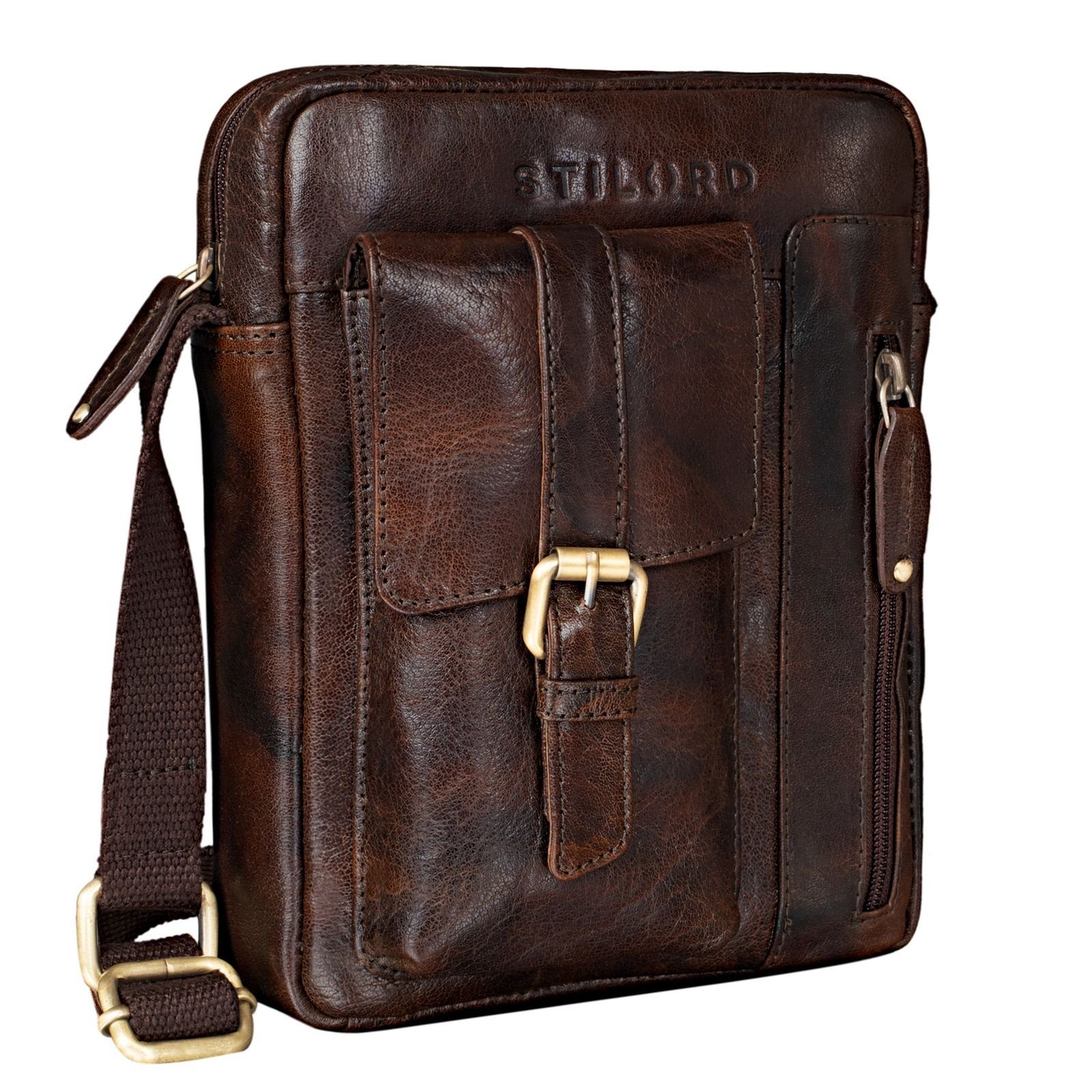 Schultertasche "Kendrick" Herren Umhängetasche Leder klein