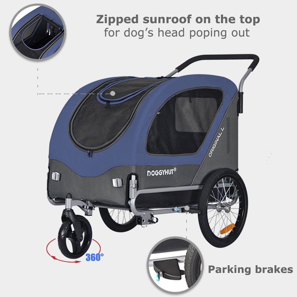 TIGGO Fahrradhundeanhänger DOGGYHUT Fahrradanhänger & Hundebuggy bis 35kg Hundeanhänger, Joggerfunktion