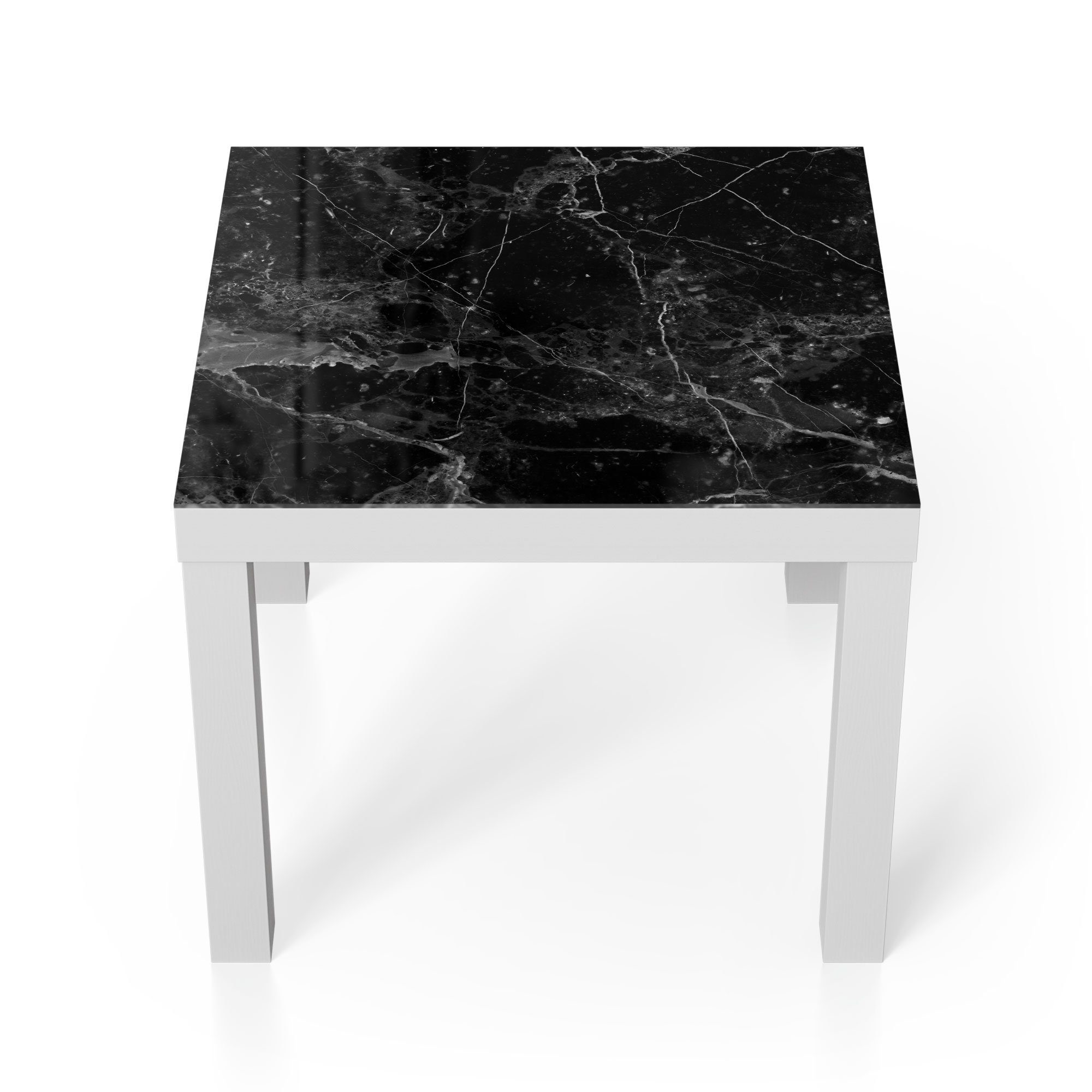 DEQORI Couchtisch 'Marmorplatte nah', Glas Beistelltisch Glastisch modern Weiß