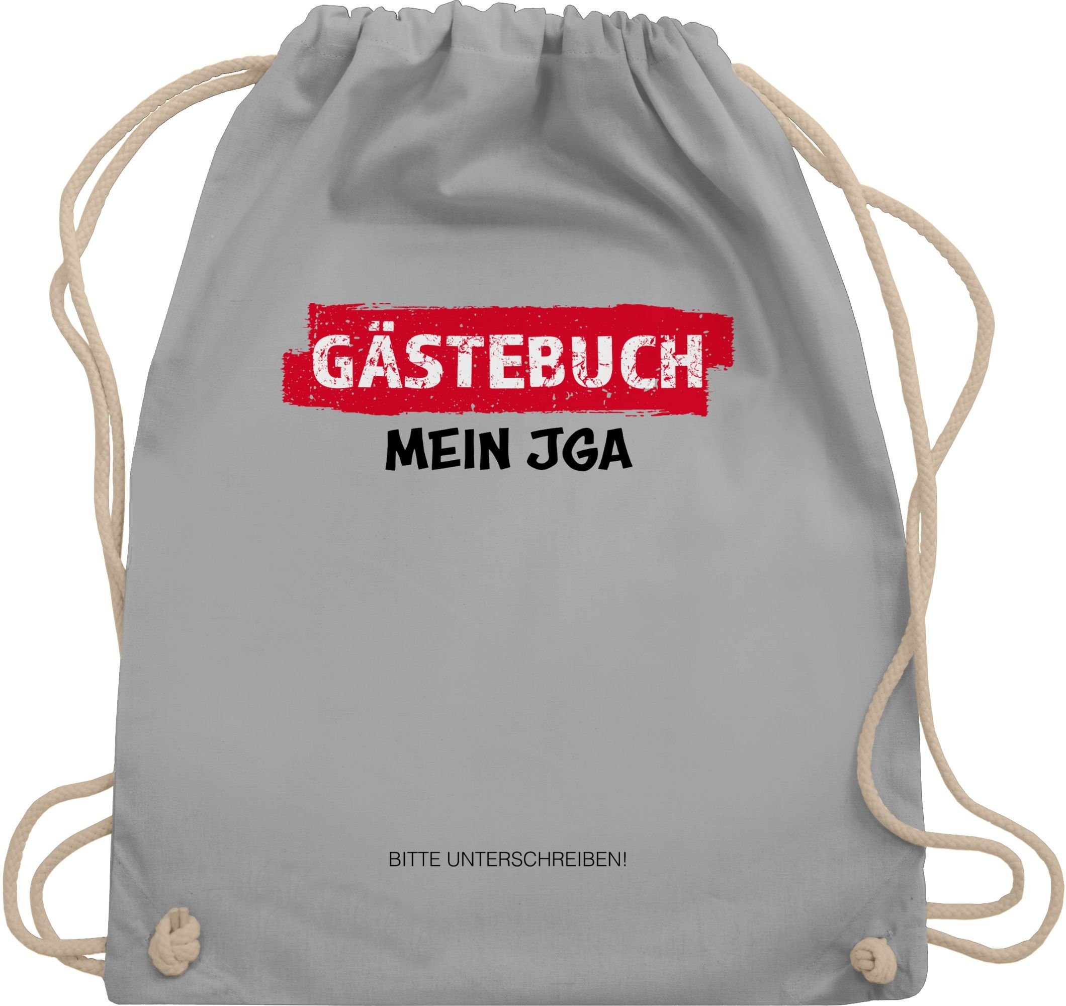 Shirtracer Turnbeutel JGA Gästebuch I Unterschreiben Gäste, JGA Männer 01 Hellgrau