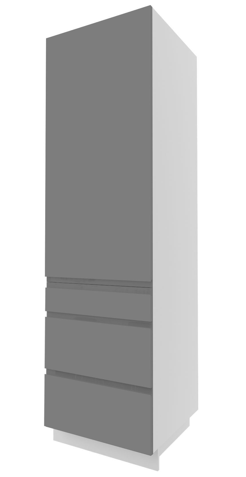 Feldmann-Wohnen Vorratsschrank Avellino (1-St) 60x56,5x207cm grifflos weiß - weiß Acryl Hochglanz (AV-D14/DP/3A)