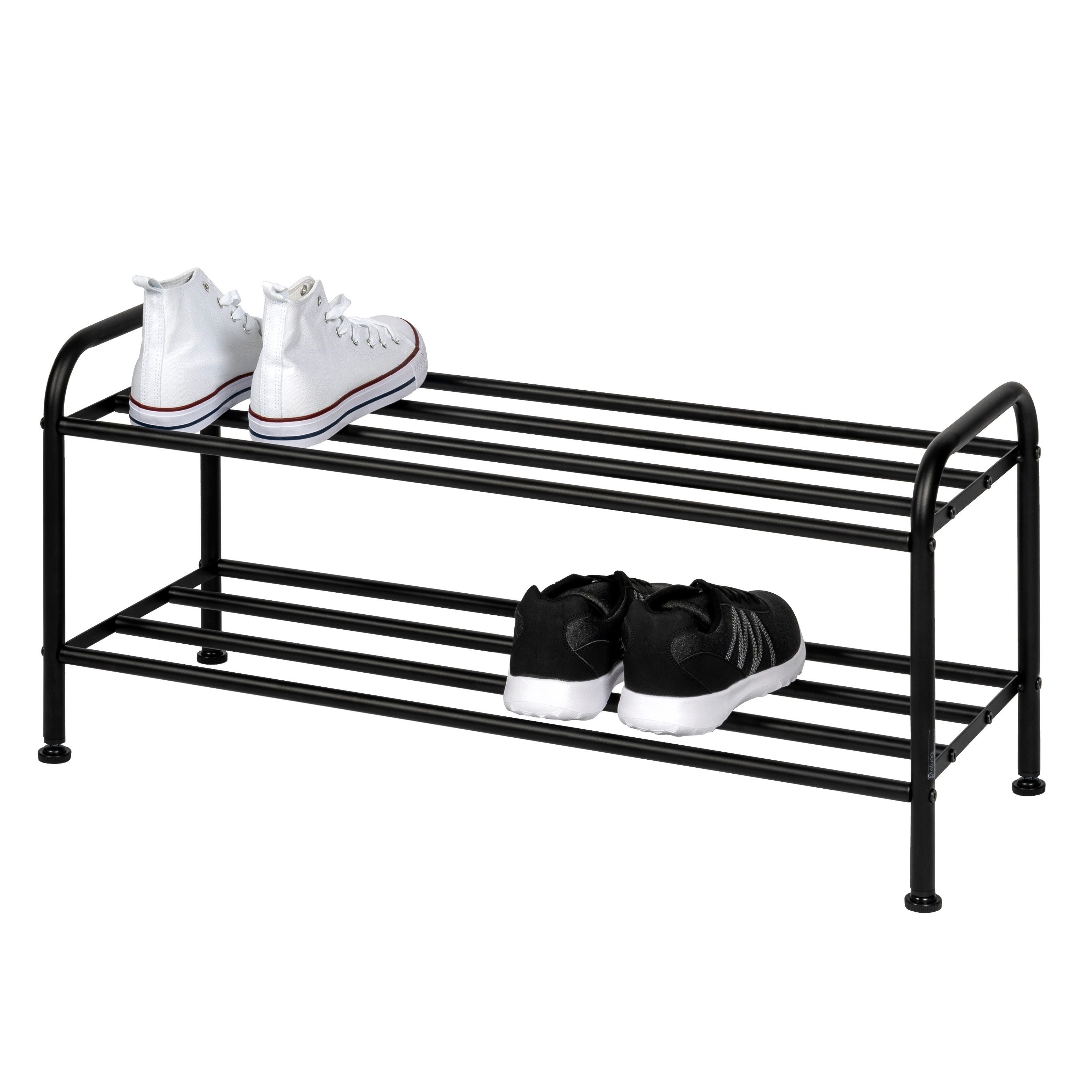 Schuhregal für ca. 8 Paar Schuhe, 2 Ablagen, schwarz