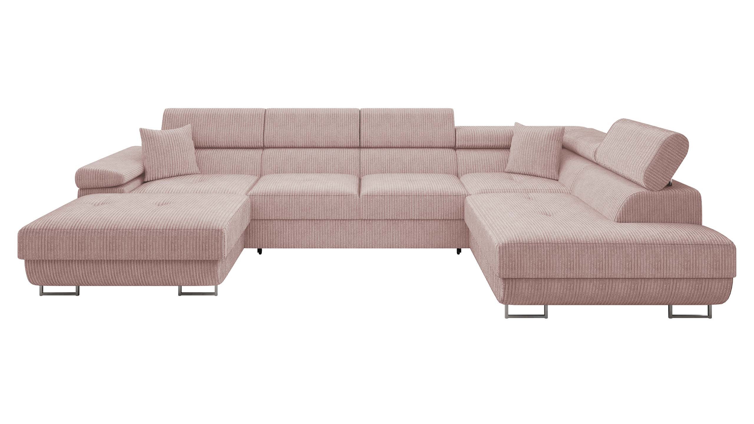 MIRJAN24 Wohnlandschaft Torezio Bis Cord, mit Bettkasten und Schlaffunktion, Einstellbare Kopfstützen, 346x203x70-90 cm, U-Form