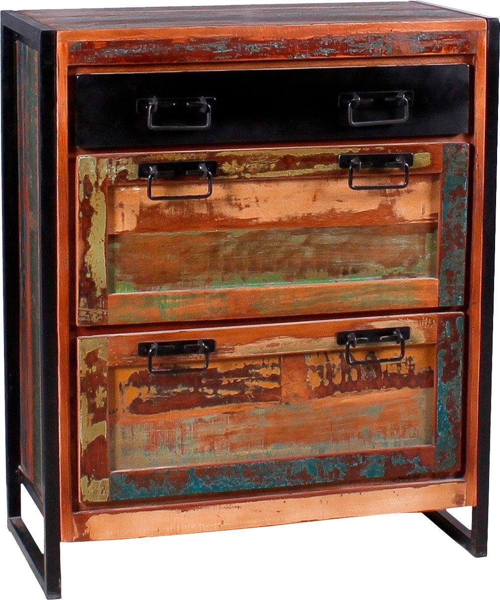 SIT Schuhkommode Vintage Schuhkommode aus recyceltem Altholz, Schuhkommode für 12 Paar Schuhe