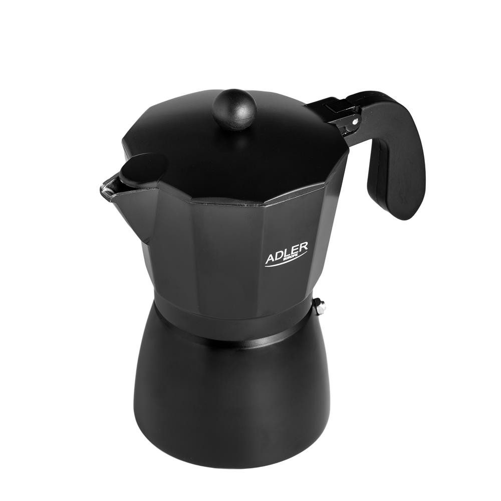 ADLER EUROPE Espressokocher AD 4421, 0,32l Kaffeekanne, Mokkakanne 320ml, Kaffeemaschine, Schwarz Camping Küche