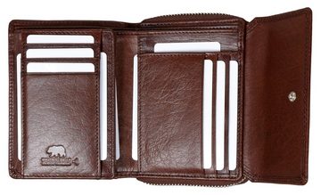 Brown Bear Geldbörse Modell Mandy - große Damengeldbörse mit 12 Kartenfächern, mit Reißverschluss und RFID Schutz Braun