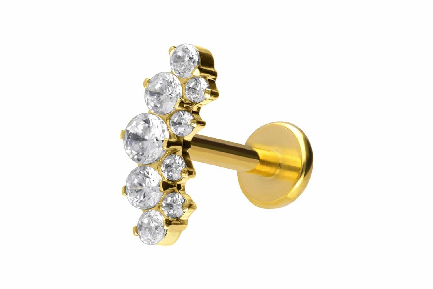 Piercing-Set Titan Labret mit Push Fit KRISTALLBOGEN