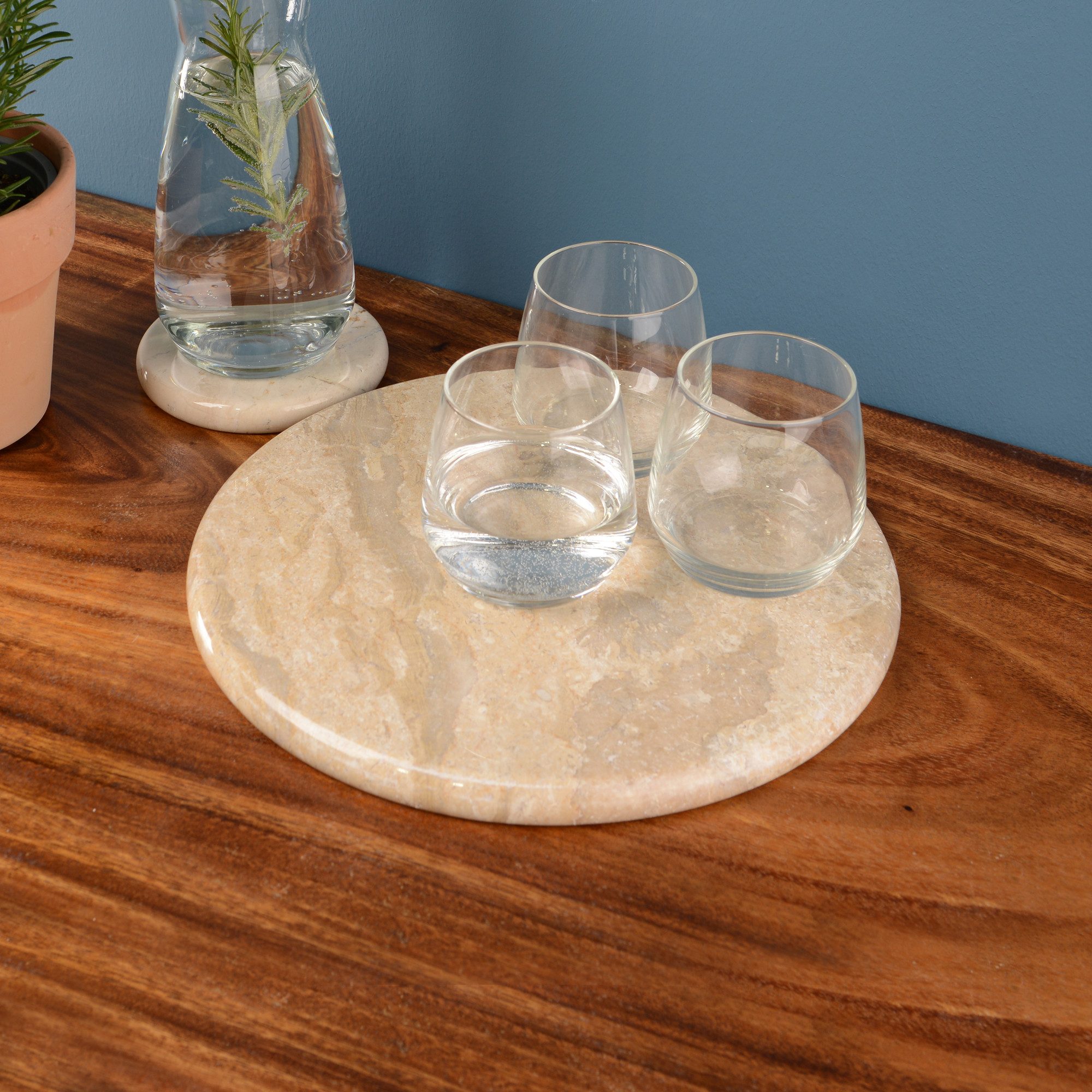 wohnfreuden Dekoschale Marmor Naturstein Platte 30 cm creme rund, 32987