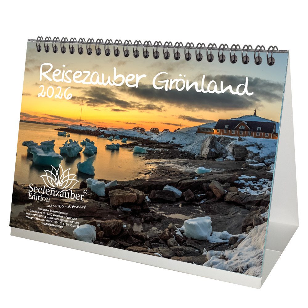 Seelenzauber Tischkalender Reisezauber Grönland DIN A5 Tischkalender für 2026 Nuuk Stadt Reise