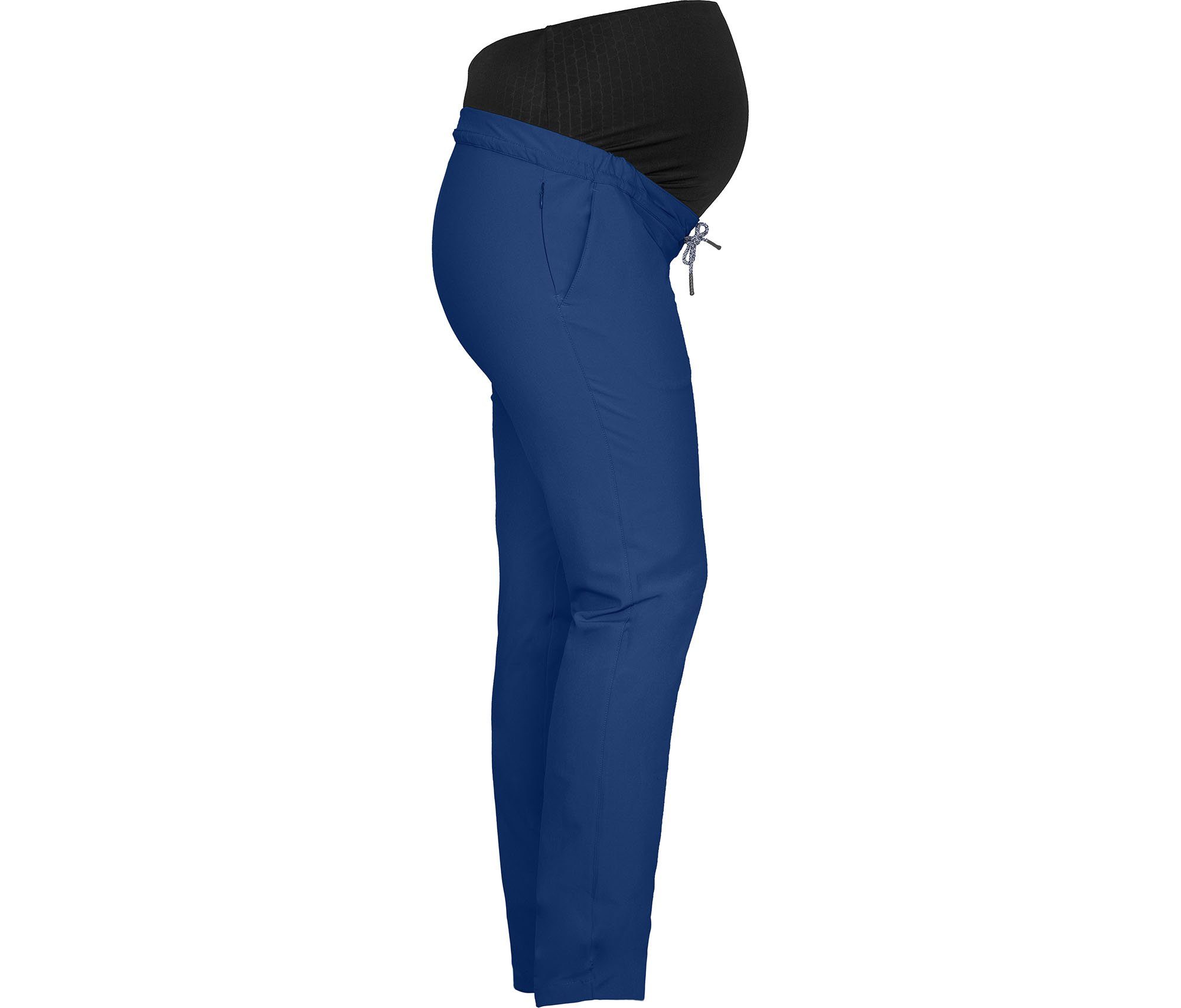 Bergson Outdoorhose SALLA Umstandshose Damen Schwangerschaftshose, elastischer Überbauchbund, recycelt, Normalgrößen, blau
