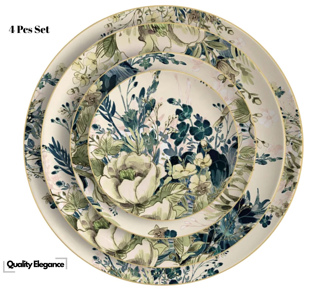 Speiseteller Spring Flourish Blossom – 4-tlg. Elegantes Geschirrset