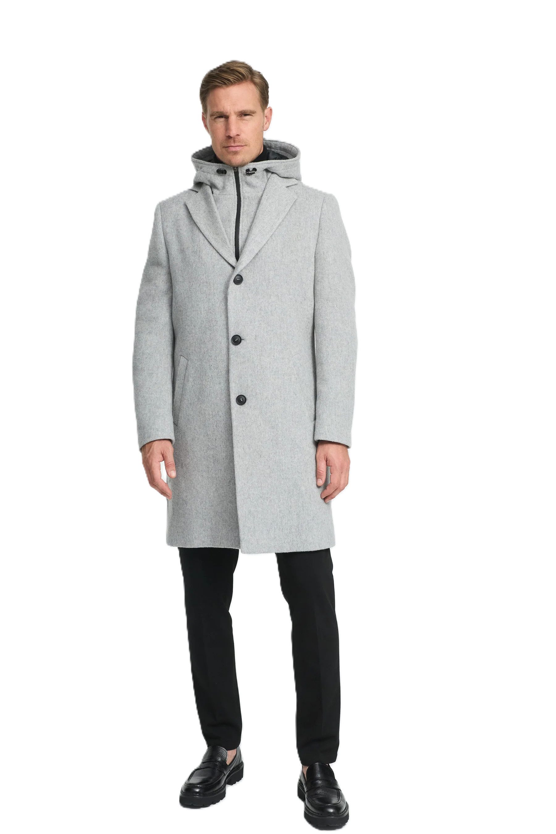 ZUITABLE Wintermantel 252814 DiArvid - Herren Filzmantel modern - mit Kapuze - Wollmantel mit Reverskragen