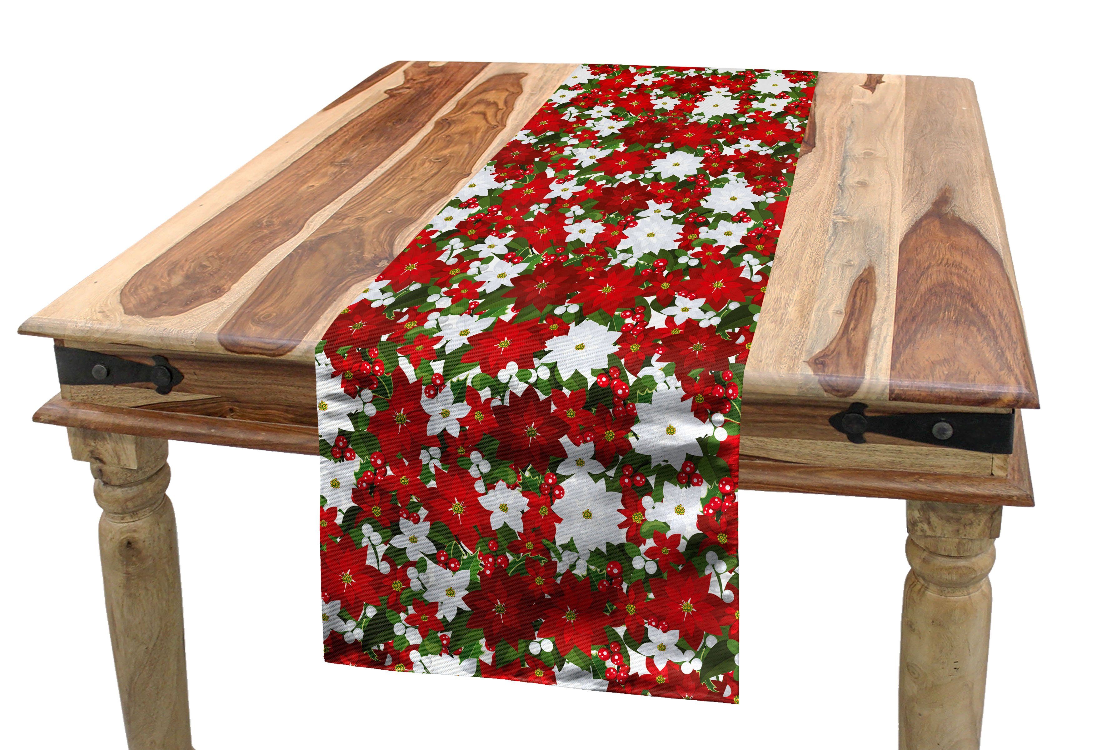 Abakuhaus Tischläufer Esszimmer Küche Rechteckiger Dekorativer Tischläufer, Weihnachten Holly Mistletoe