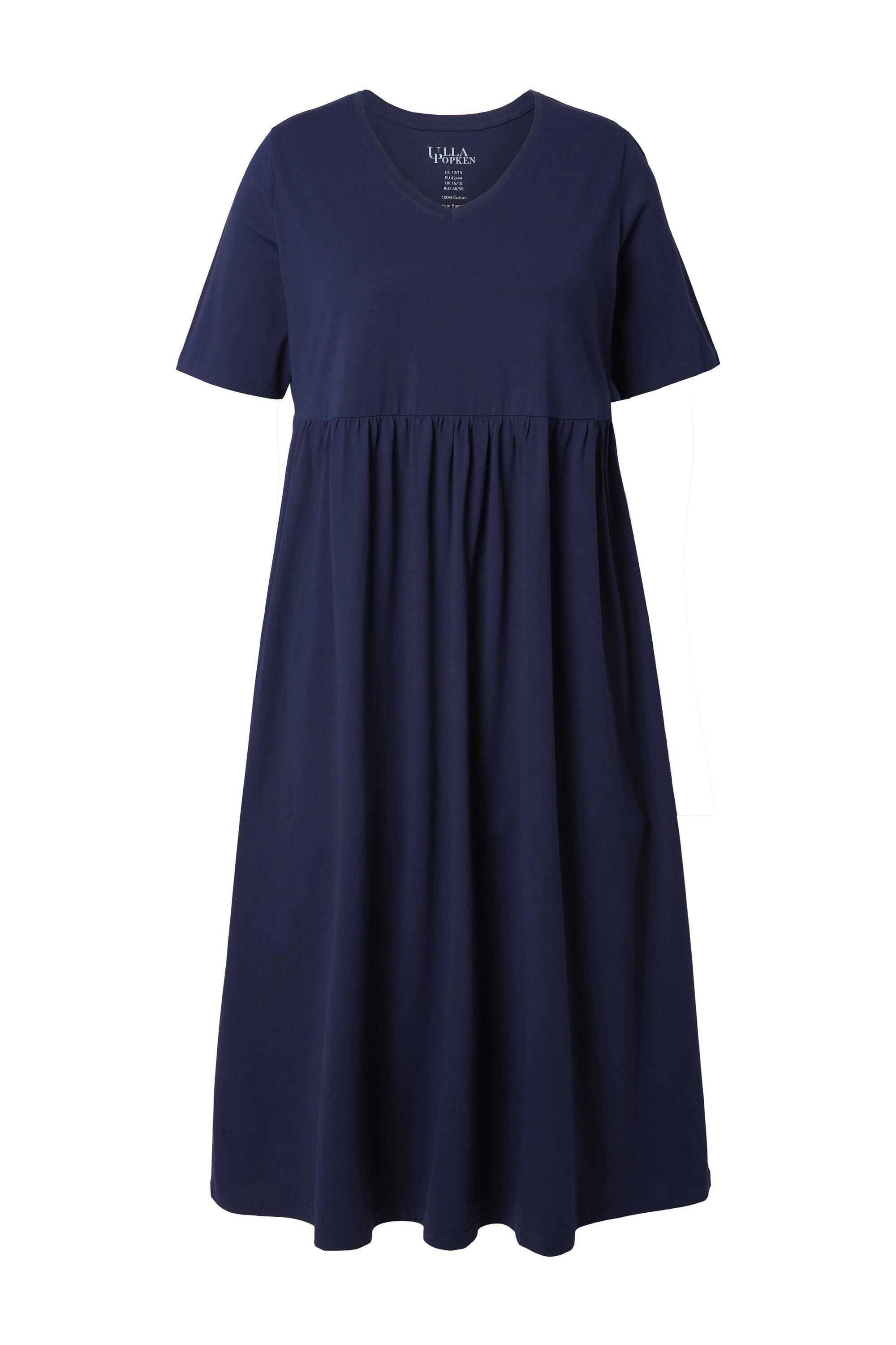 Ulla Popken Maxikleid Maxikleid A-Linie Jersey V-Ausschnitt Halbarm günstig online kaufen