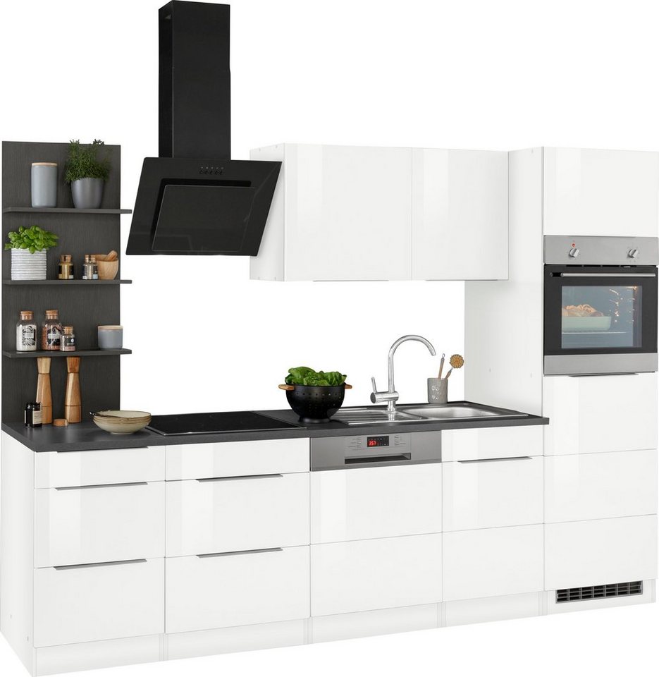 HELD MÖBEL Küchenzeile Brindisi, ohne Geräte, Breite 280 cm, hochglänzende  MDF-Fronten