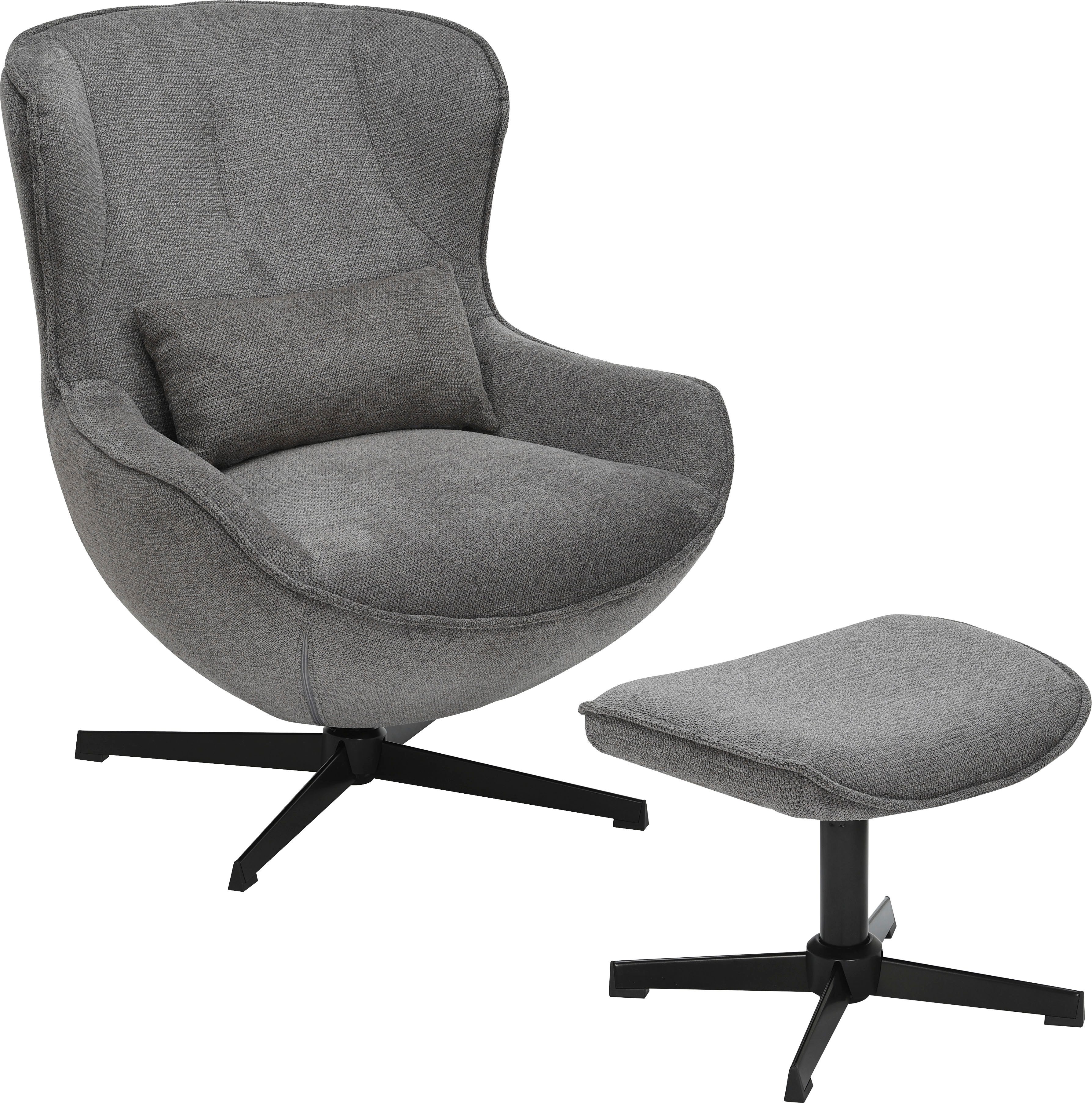 OTTO home Sessel YOLLI Relaxsessel, TV-Sessel mit Hocker, 360° Grad drehbar, Struktur-Bezug
