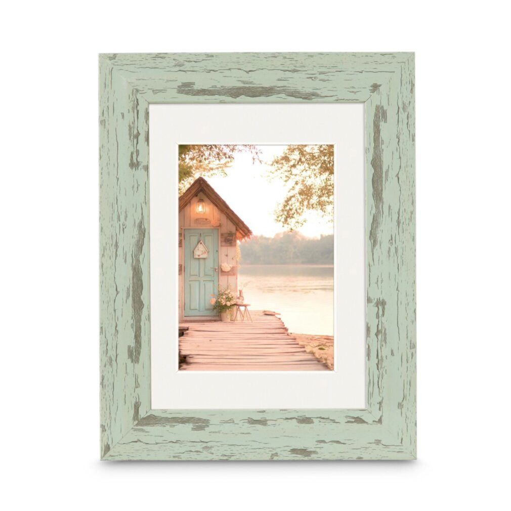 Hama Rahmen Cottage Pastell-Mint 13x18 Kunstst.inkl.Passepartout 193334