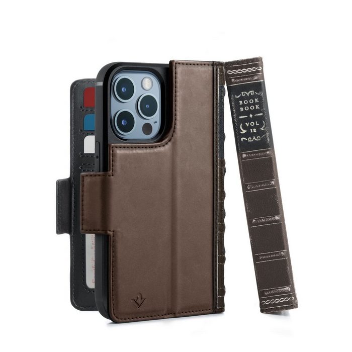 Twelve South Smartphone-Hülle Twelve South BookBook für iPhone 13 PRO - Retro Leder Case MagSafe Hülle im Buchdesign Braun TB11678