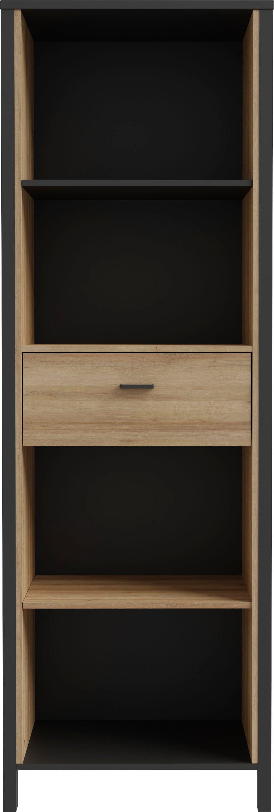 FORTE Aktenregal High Rock, mit Tür, 4 offene Fächer, Industrial-Stil, 65x194 cm