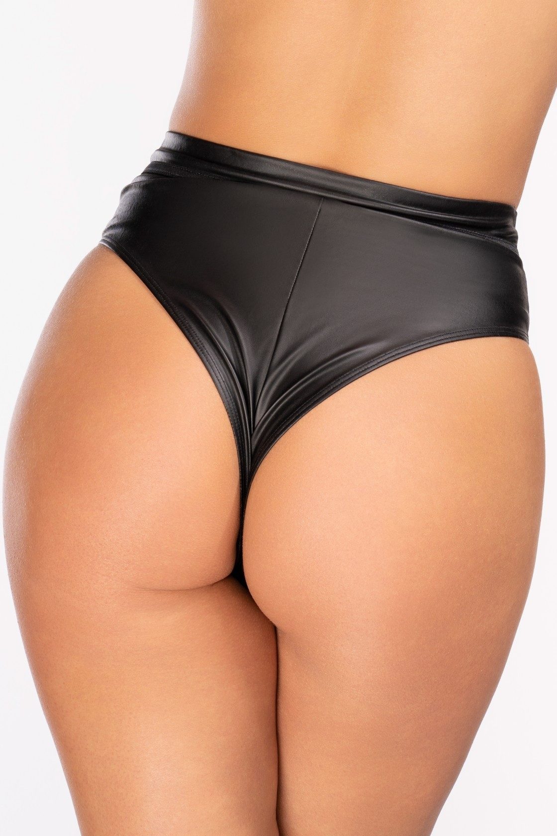 Axami High-Waist-Slip im edlen Lederlook mit goldfarbenem Frontverschluss