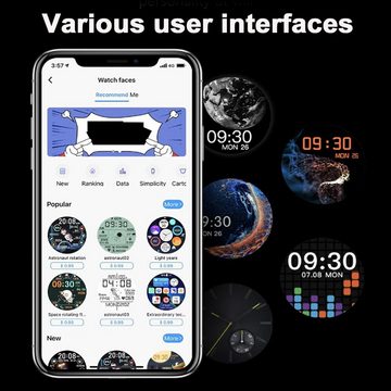 findtime Smartwatch (1,28 Zoll, Android, iOS), Telefonfunktion Herzfrequenz Blutdruck Schlafmonitor Musik Sportuhren