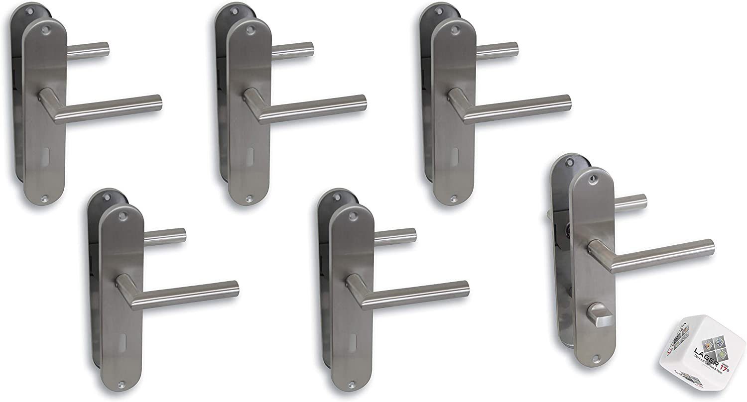 Alpertec Türbeschlag Renovierungsgarnitur für 5 x Zimmertüren BB und 1 x Bad/WC (6 St., Spar-Set), edelstahl satiniert
