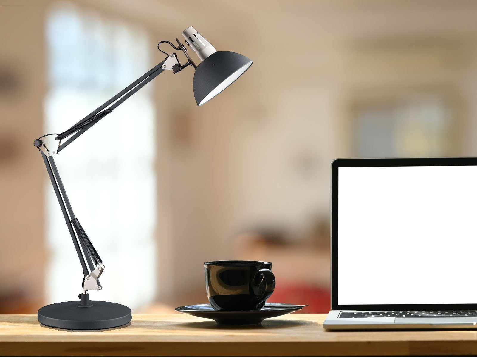 FISCHER & HONSEL LED Schreibtischlampe, LED wechselbar, Warmweiß, Retro klemmbar, Klemmleuchte Arbeitsplatzleuchte Schwarz, Höhe 74,5cm