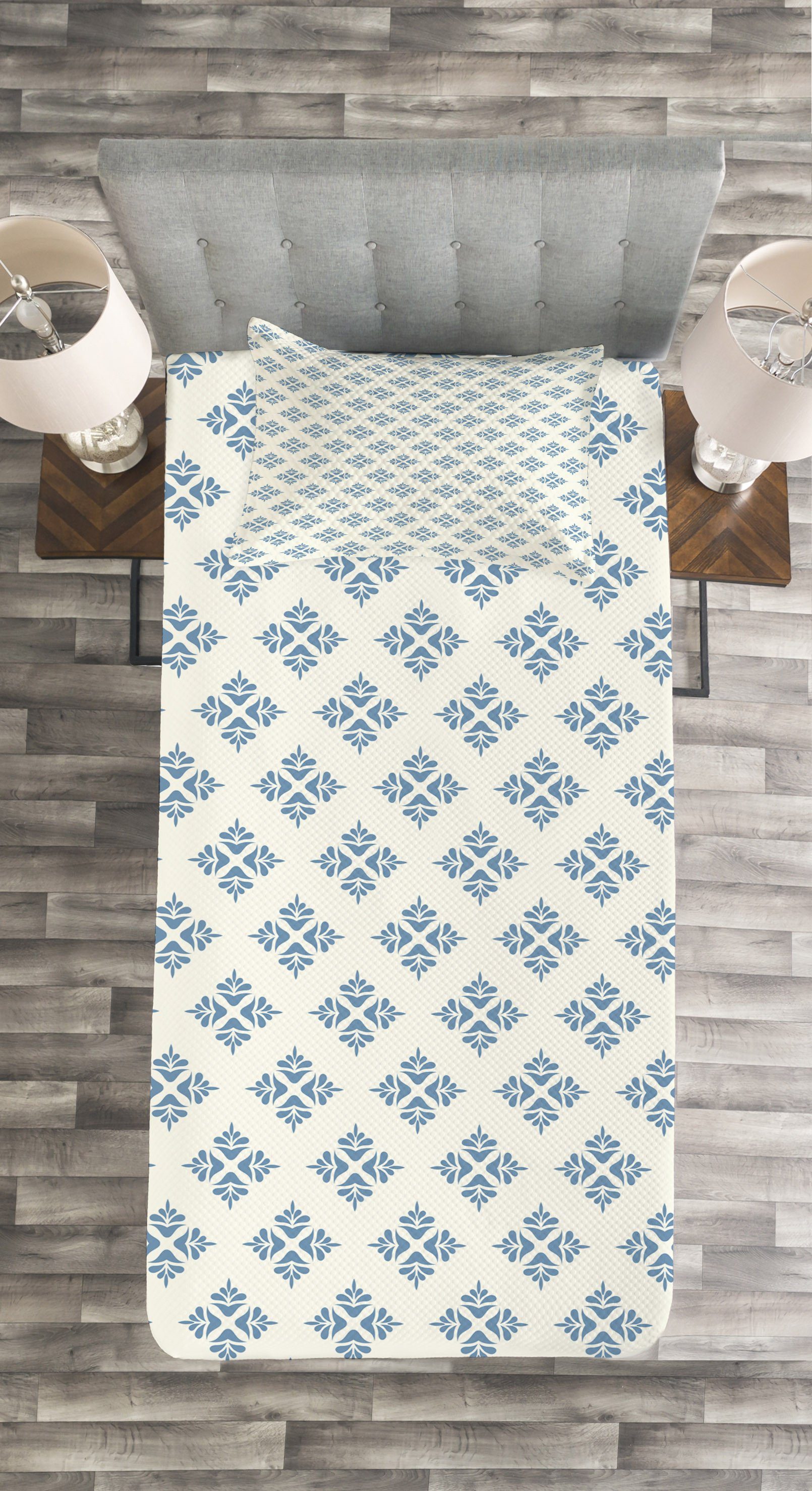 Tagesdecke Set Kissenbezügen Abakuhaus, mit Zusammenfassung Waschbar, Laub Blatt Geometrisch