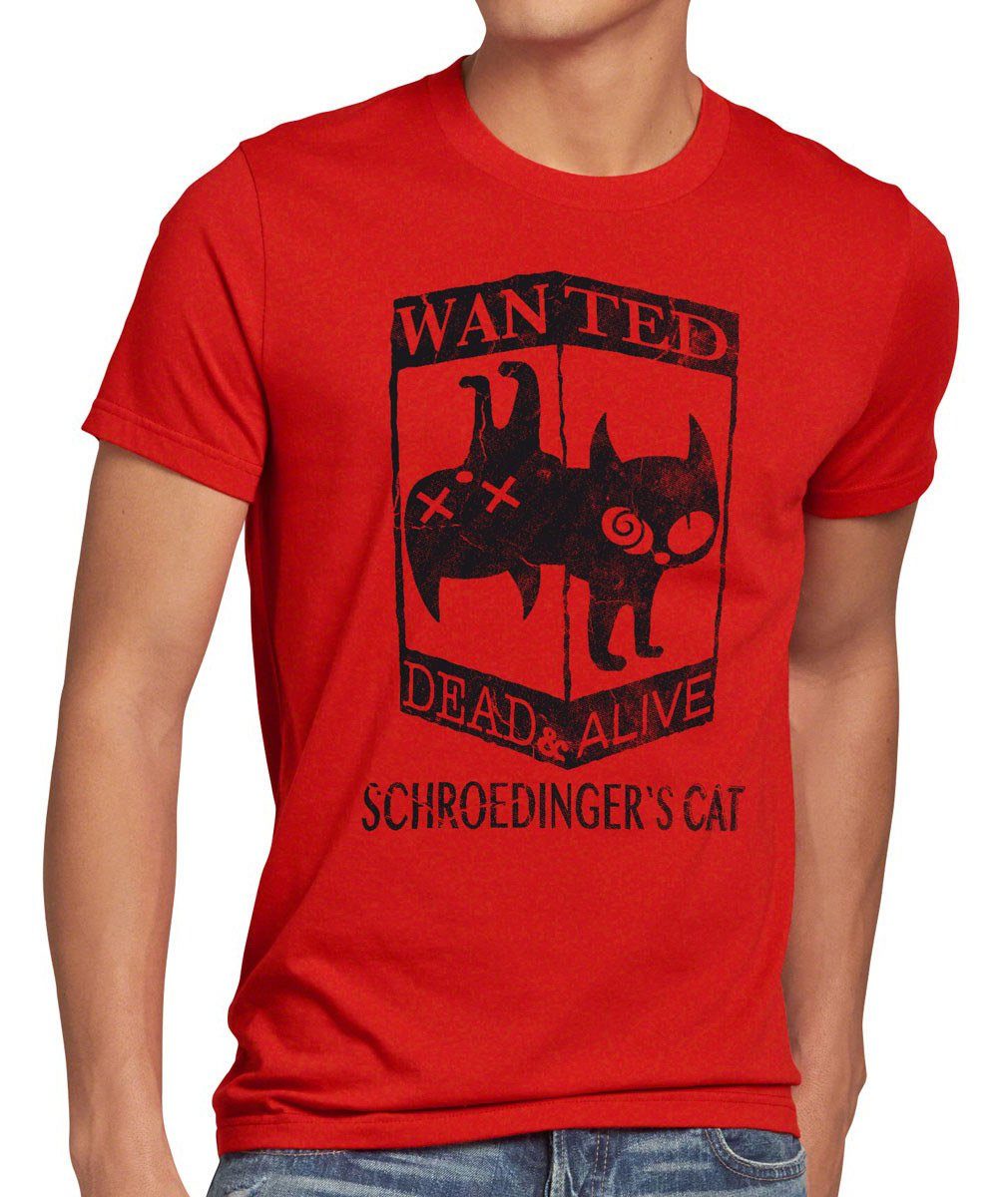 style3 Print-Shirt Herren T-Shirt Wanted Schroedingers Katze big sheldon bang cooper cat theory top rot