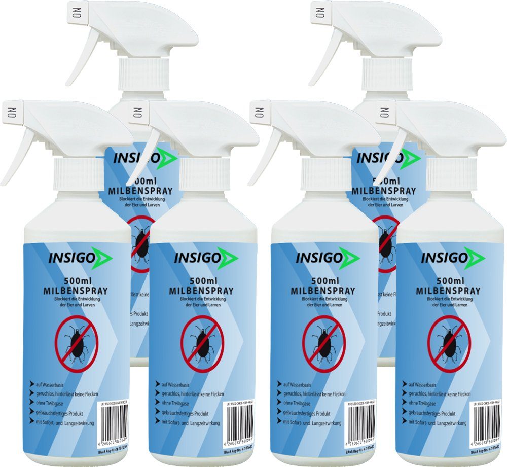 auf INSIGO Langzeitwirkung Milben-Spray Ungezieferspray, mit l, / 3 ätzt brennt Insektenspray geruchsarm, Anti nicht, Milben-Mittel Wasserbasis,