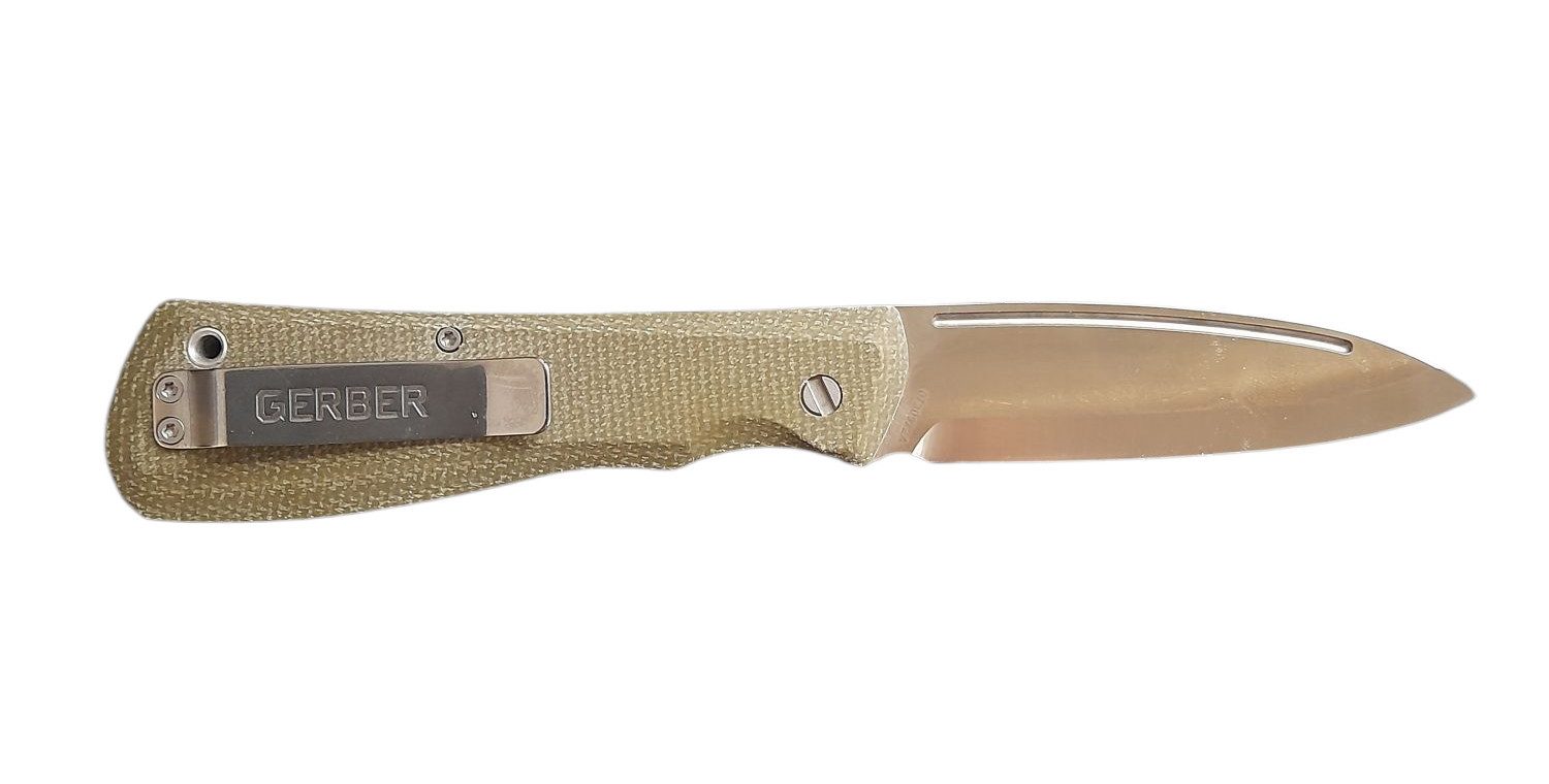 Gerber Taschenmesser Gerber Taschenmesser Mansfield aus D2 Stahl in grün, (1 St), Taschenclip