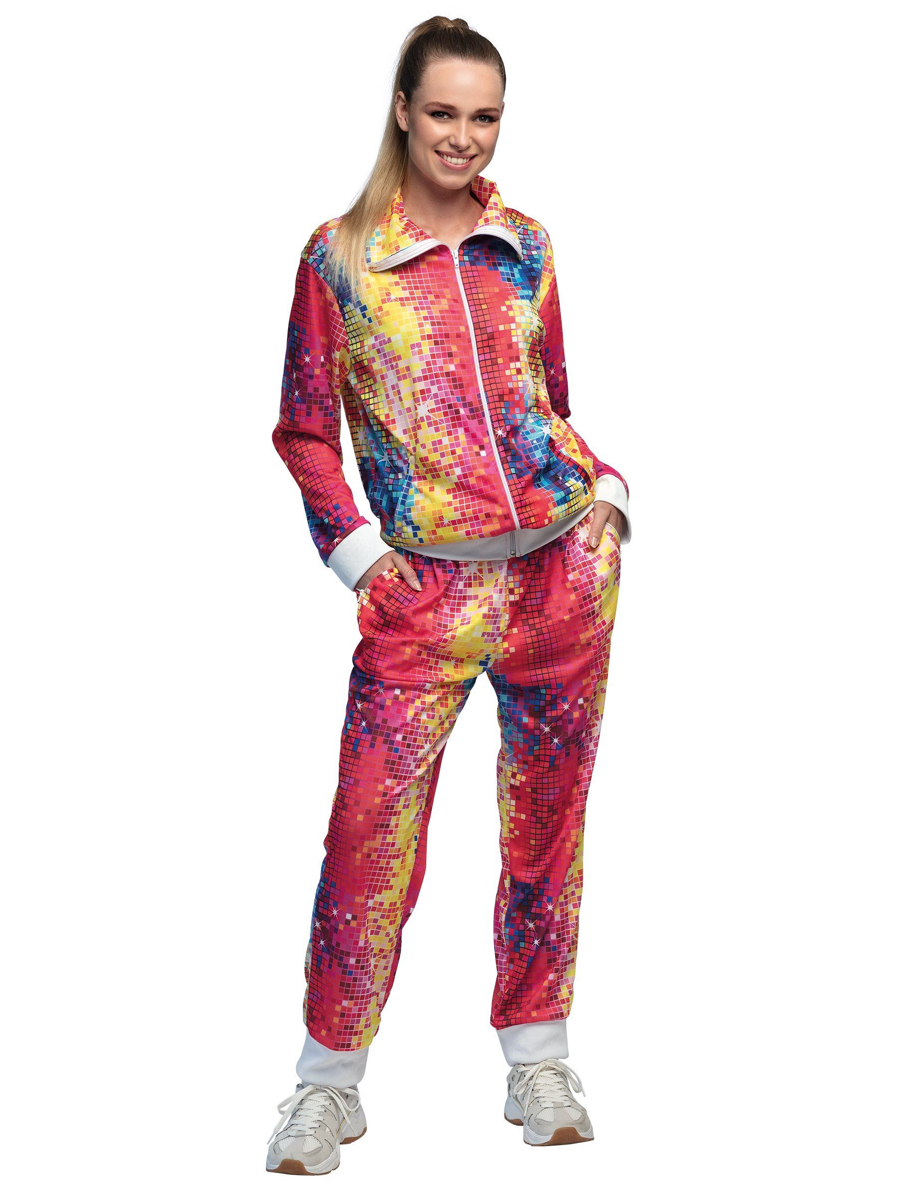 Boland Kostüm Disco-Trainingsanzug Jogginganzug für Damen bunt
